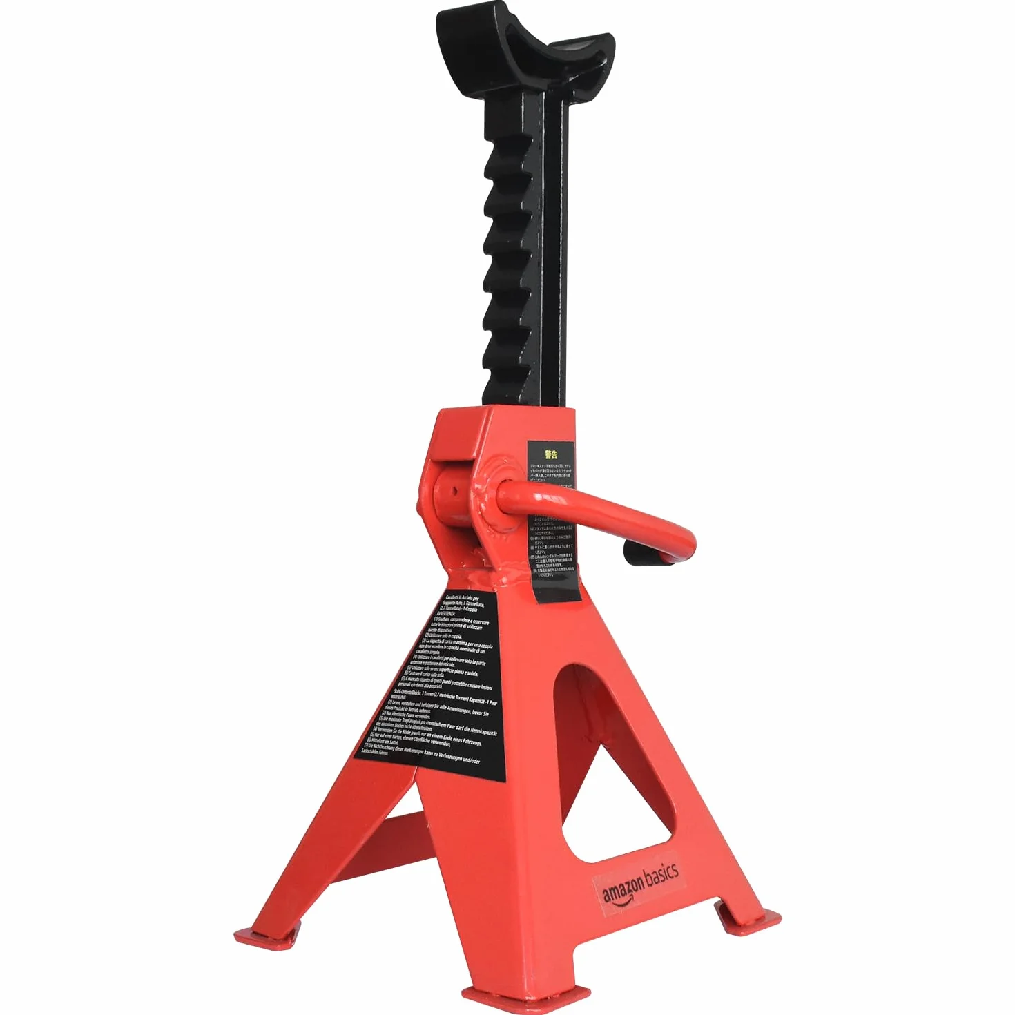Amazon Basics Gatos estabilizadores, de acero, Capacidad de 3 toneladas (2.7 toneladas métricas) - 1 par, Negro y rojo