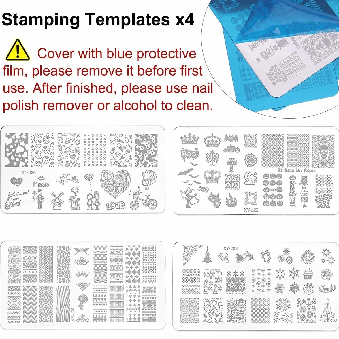 TopDirect 8ml Nail Stamping Gel Polish 8 Colores 4 Placas Estampacion Uñas Manicura Set