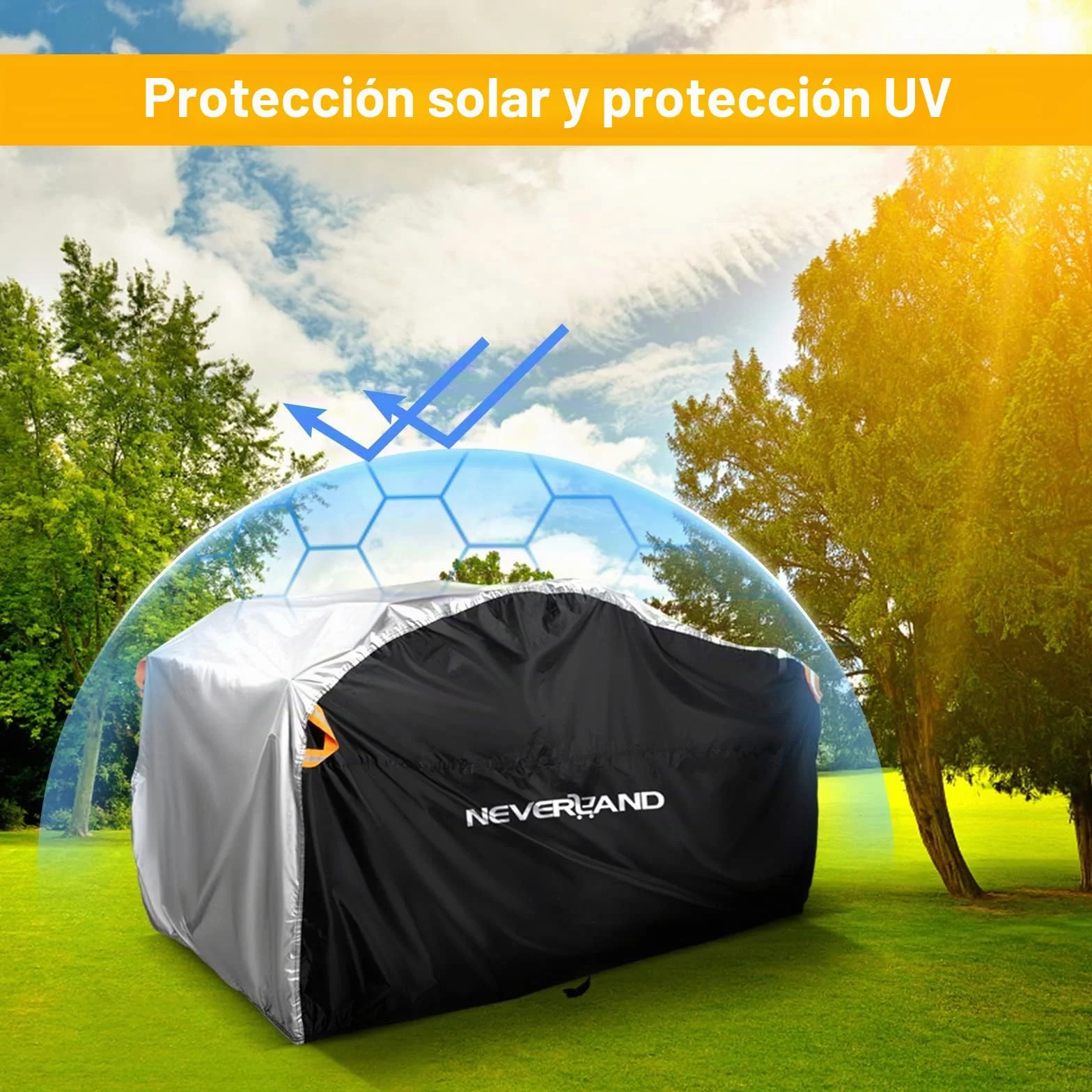 NEVERLAND Impermeable Funda para Quad ATV - Cubierta Exterior con Tafetán de Poliéster 190T - ATV Cubre Quad Protección contra Lluvia, Nieve, Polvo, Granizo y Sol (256x110x120cm)
