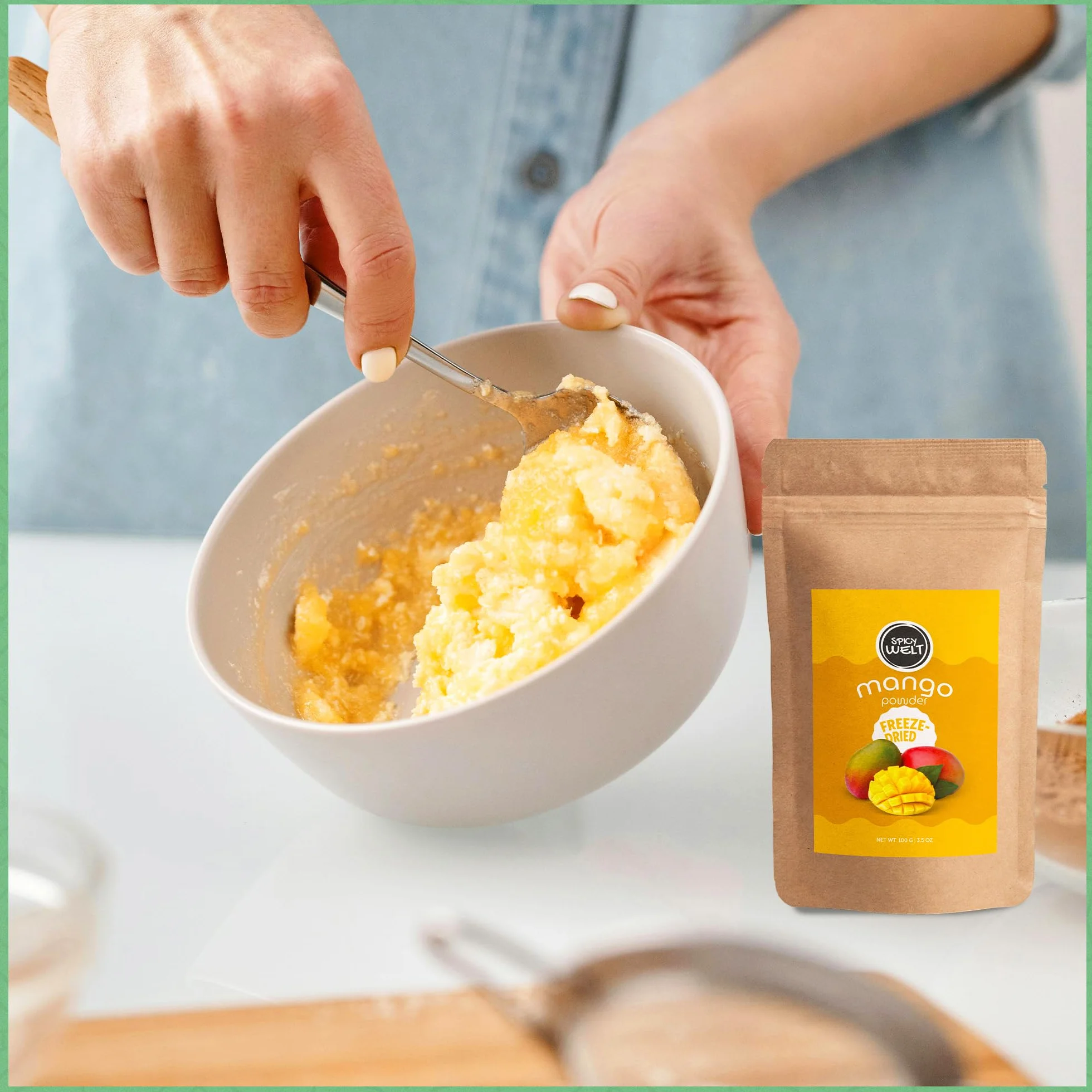 Spicy Welt Polvo de Mango Liofilizado 100g Natural Sin Endulzado