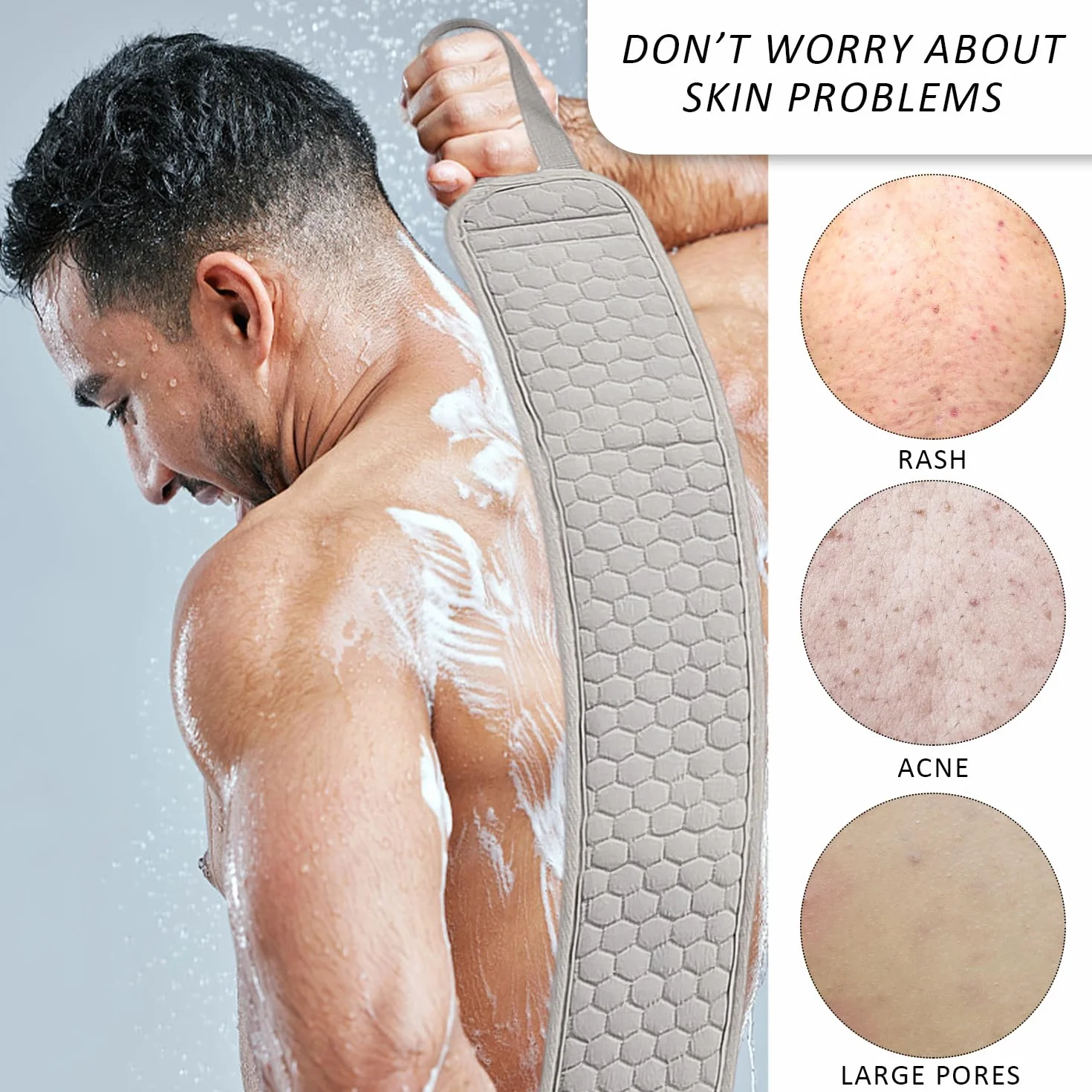 Estropajo para la espalda para ducha baño gris