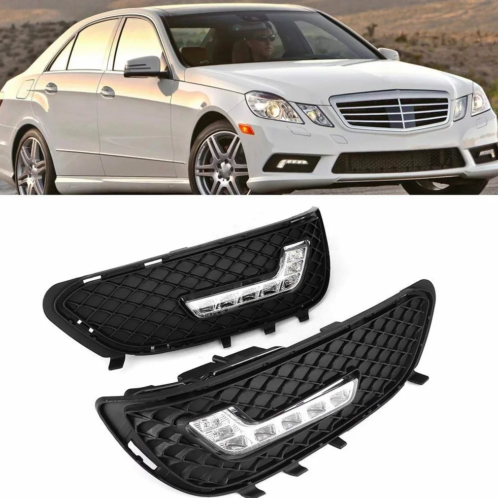 Luz de circulación diurna-Duokon 1 par de luces de circulación diurna, luz de conducción LED DRL en forma de L para E-Class W212 E180 E200 E260 E320 E400 2009-2010