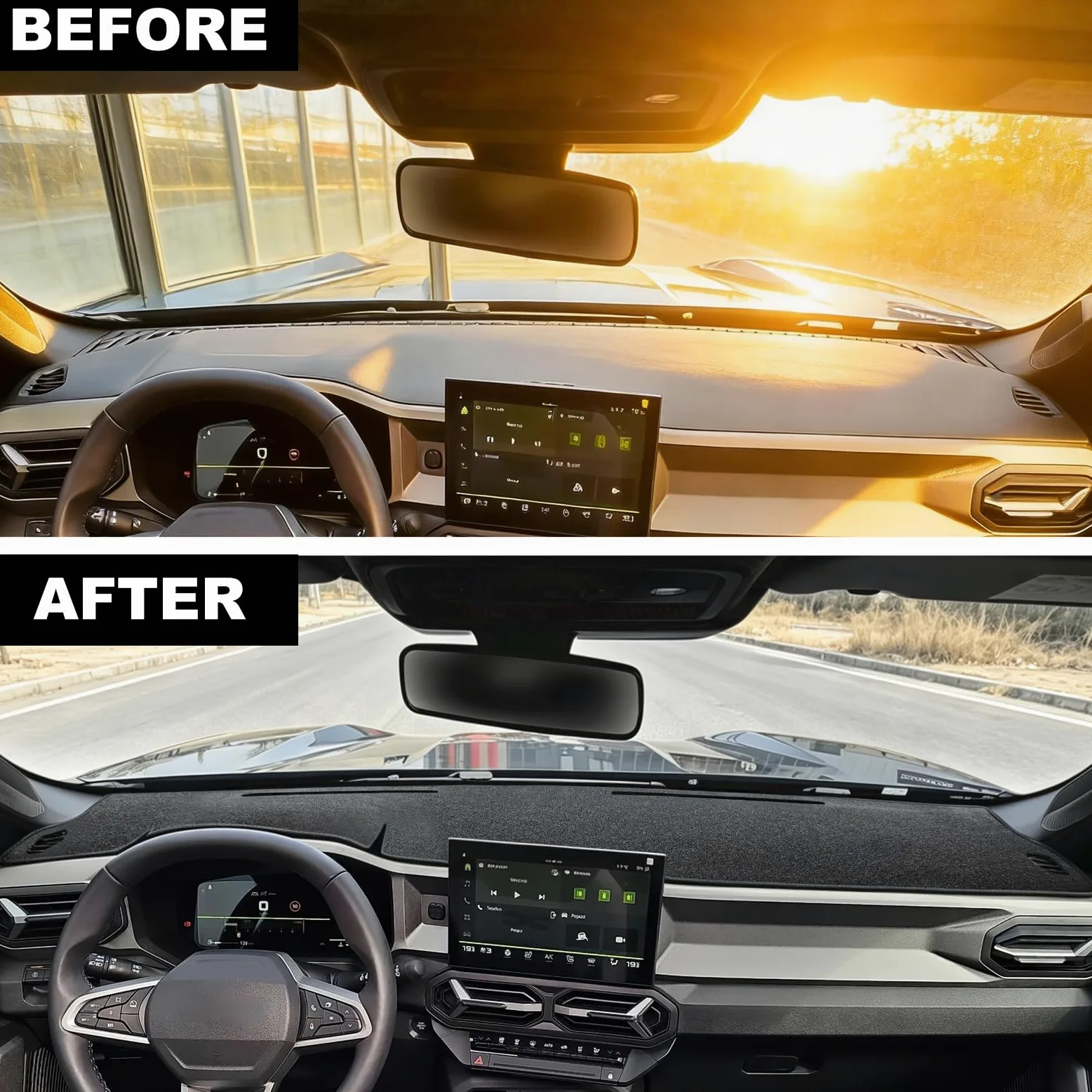 Protector Solar para salpicadero de Coche para Dacia Duster 24-26 Bigster 25-27 Almohadilla Resistente a los arañazos, Alfombrilla Antideslizante, Cubierta de Tablero de salpicadero, Escudo