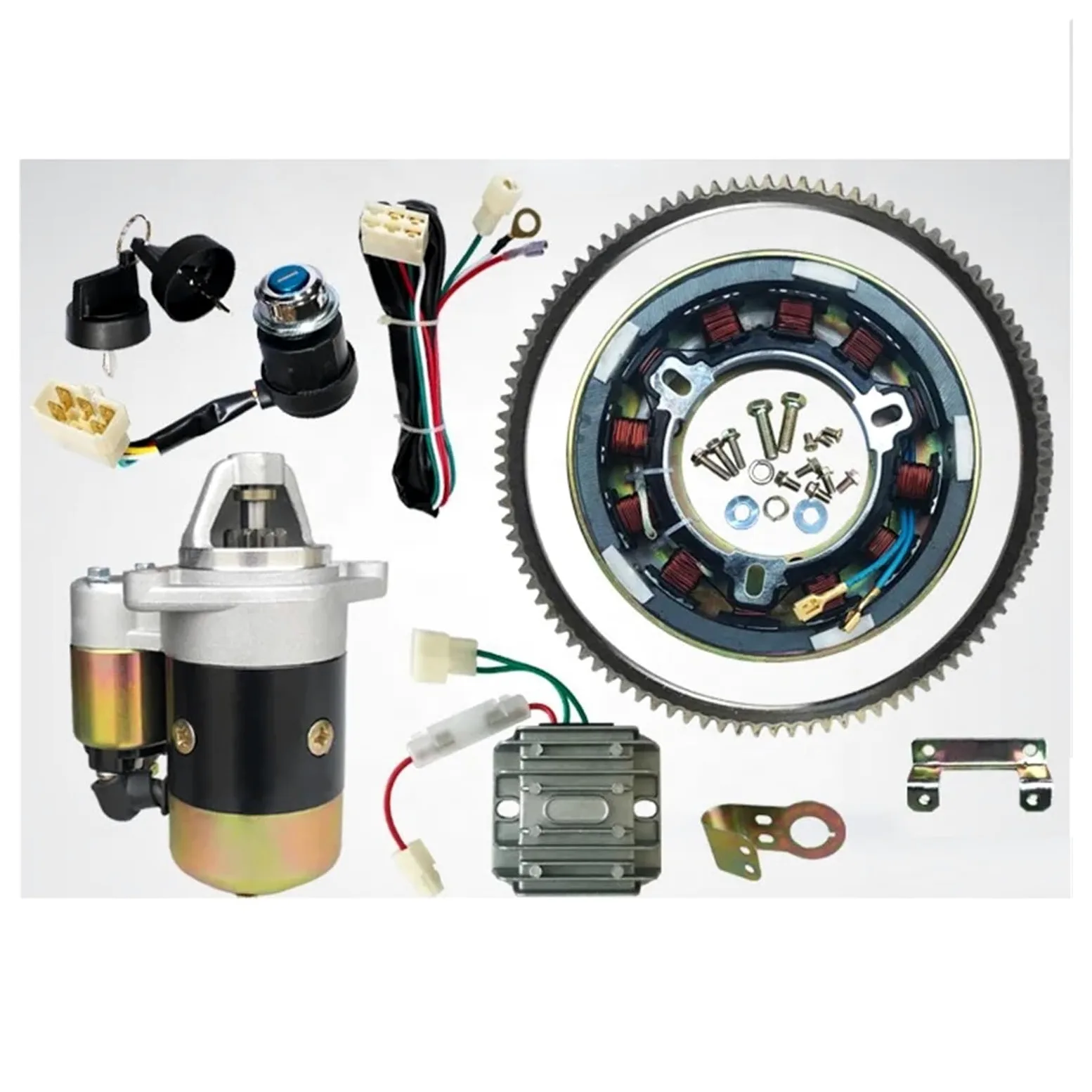 Arranque Motor para GENERADOR DIÉSEL 170F 173F 178F 186F 188F 192F 5KW Motor Arranque Volante Engranaje Corona Kit CONVERSIÓN Arranque ELÉCTRICO Starter Motor(178F CW)