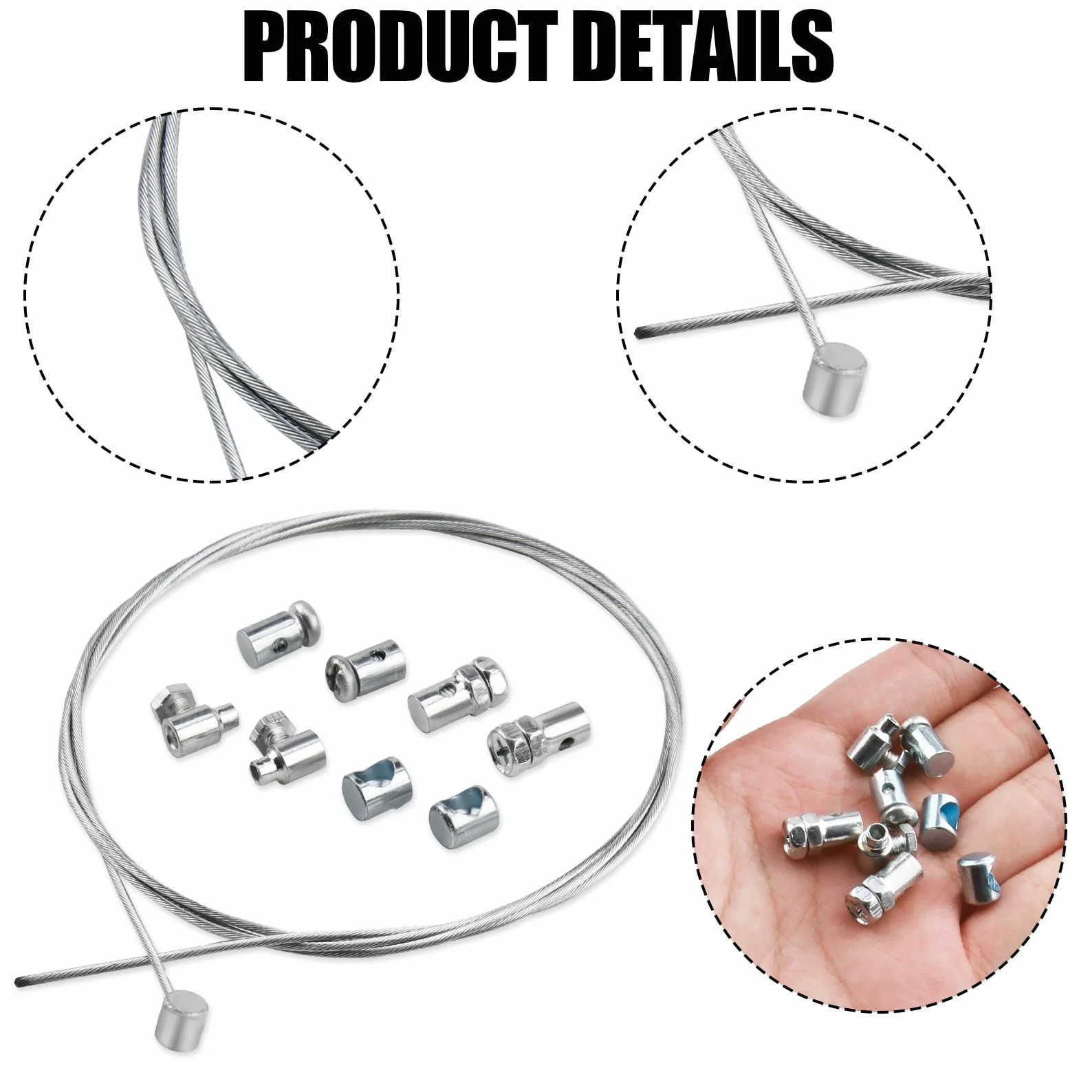1,2M Ø1,5mm Cable de Embrague Universal para Motocicletas y Bicicletas de Cross, Incluye 2 Abrazaderas de Cable, Acero Galvanizado, Adaptable a Todos los Vehículos de Dos Ruedas Motorizados