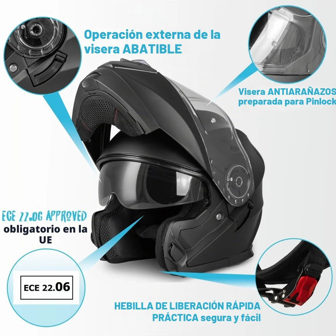VINZ Busan Casco Modular con Visera Solar | Casco Moto & Scooter & Ciclomotor | ECE 22.06 Homologado | En Tamaño XS - XXL | para Hombre y Mujer