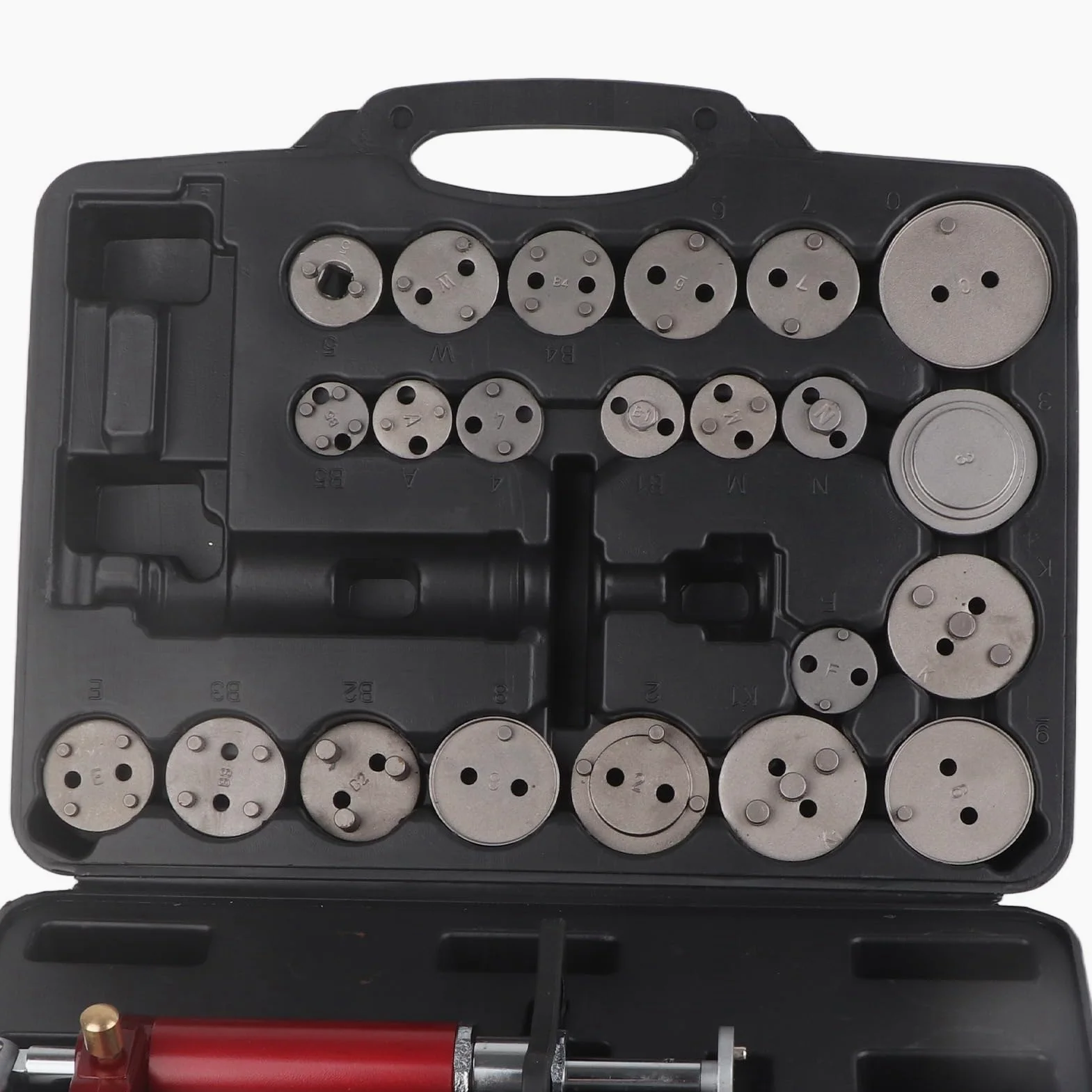 Kit de herramientas de retroceso de pistón de freno de 24 piezas, 45 acero 118 psi, herramienta de rebobinado de compresión de pistón de freno universal, pinza de freno neumática