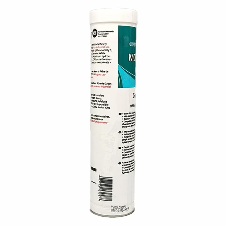 Molykote G-0052 FM White EP Grasa para rodamientos, 380 g, grasa multiusos para contacto con alimentos ocasional, lubricante mecánico para rodamientos, cadenas, engranajes, seguro para alimentos, alta