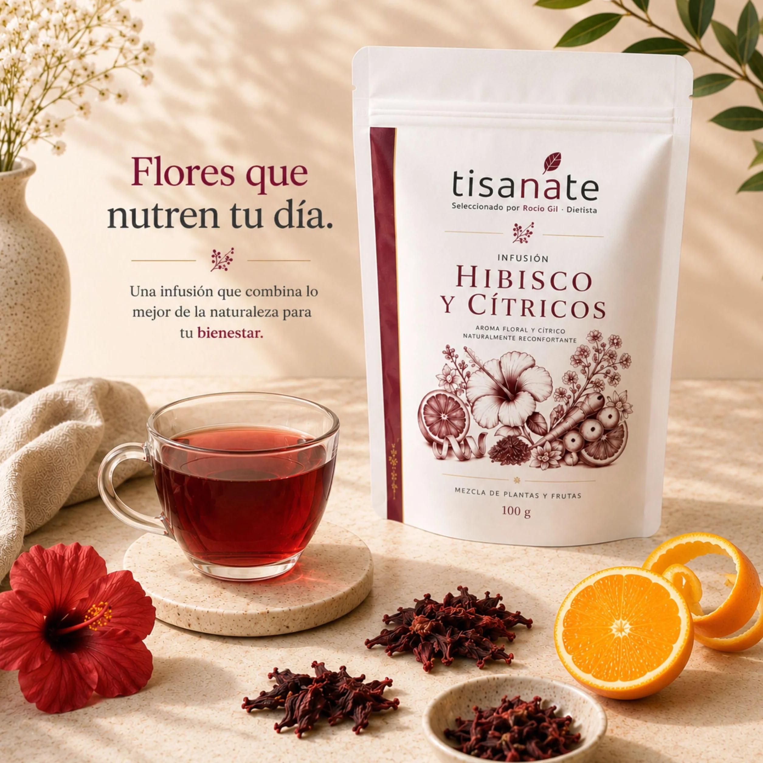 Infusión Hibisco y Cítricos 100g – Té de Hibisco y Flor de Jamaica con Naranja y Limón