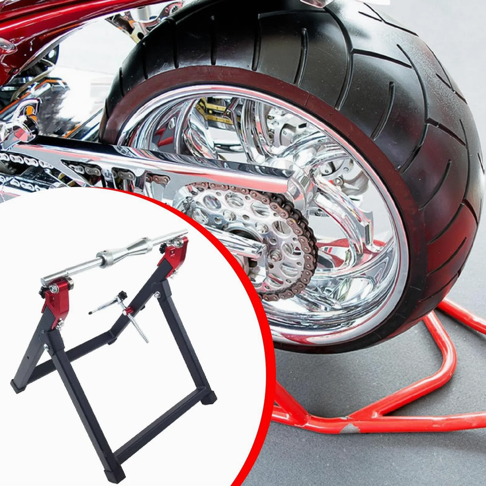 Equilibradora de Ruedas de Motocicleta Portátil con Fácil Instalación, Rojo