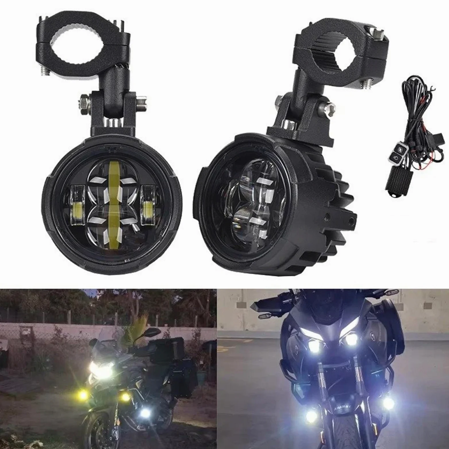Motocicleta redondo Faros Antiniebla Auxiliares LED De Dos Colores Para CRF1100L