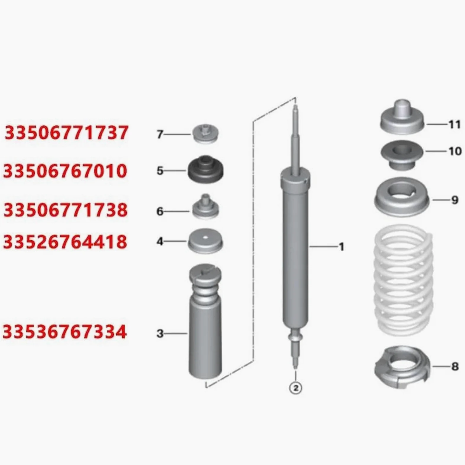 33536767334 Para E81 E82 E88 E90 E91 E92 320d 325 330 335i Parachoques De Suspensión Trasera De Coche Amortiguador De Goma Tope Amortiguadores para coche(12Pcs SET)
