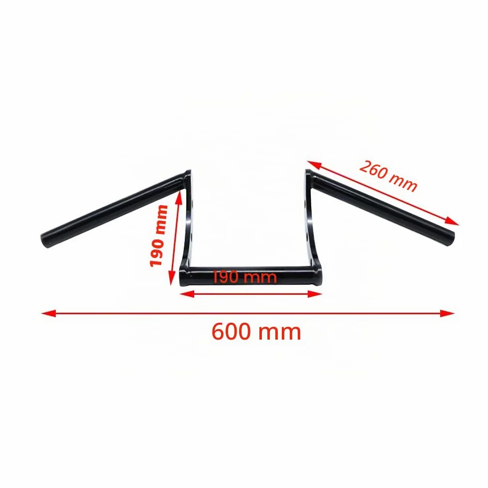 Manillar Moto 22 mm,Manillar Z Universal para Drag Custom Bobber Chopper Cruisers Softail Dyna Sportster-Negro