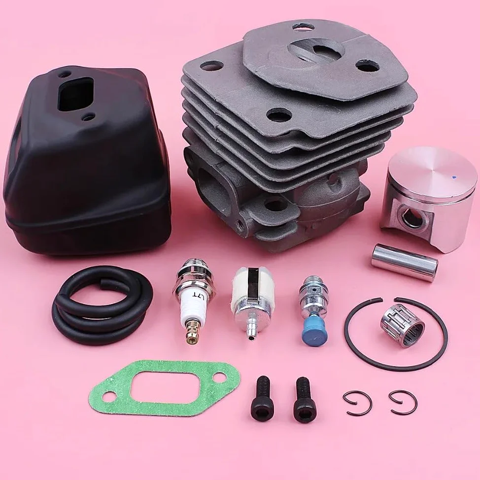 Kit de pistón de cilindro de 47 mm, for Husqvarna 357 359, silenciador de escape, junta de perno, línea de filtro de combustible, pieza de repuesto de motosierra Pistón del cilindro de motosie
