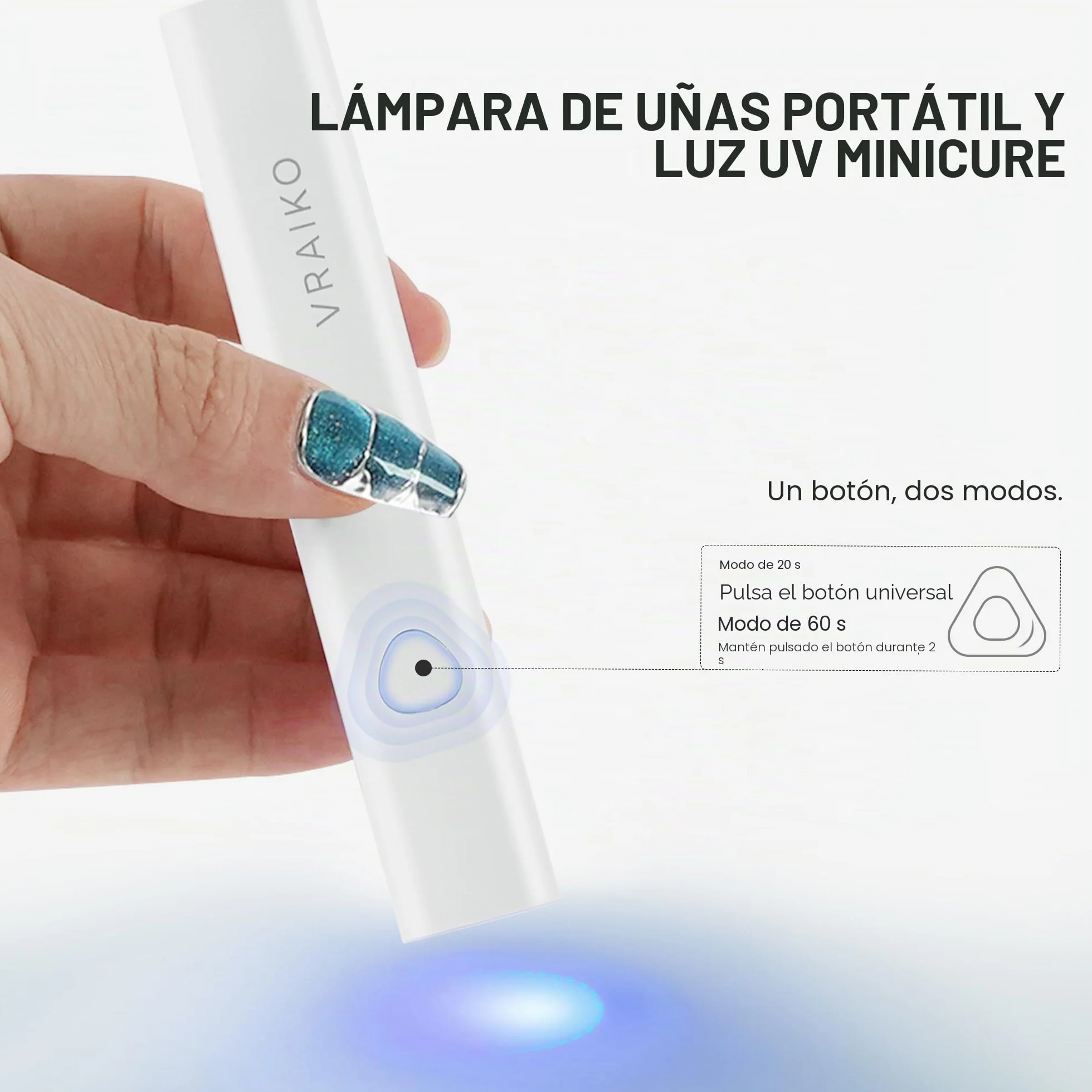 VRAIKO Minicure Luz UV de mano para uñas de gel, lámpara portátil recargable LED secado rápido