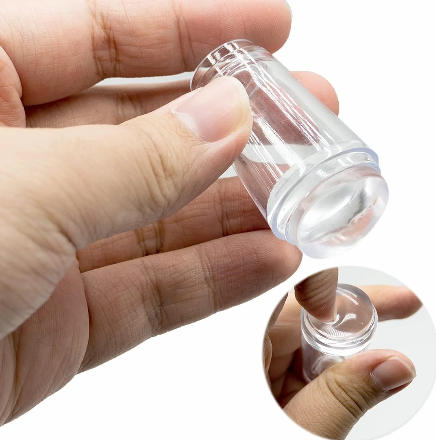 Sello de uñas transparente de silicona, doble cara, para estampación, manicura francesa DIY