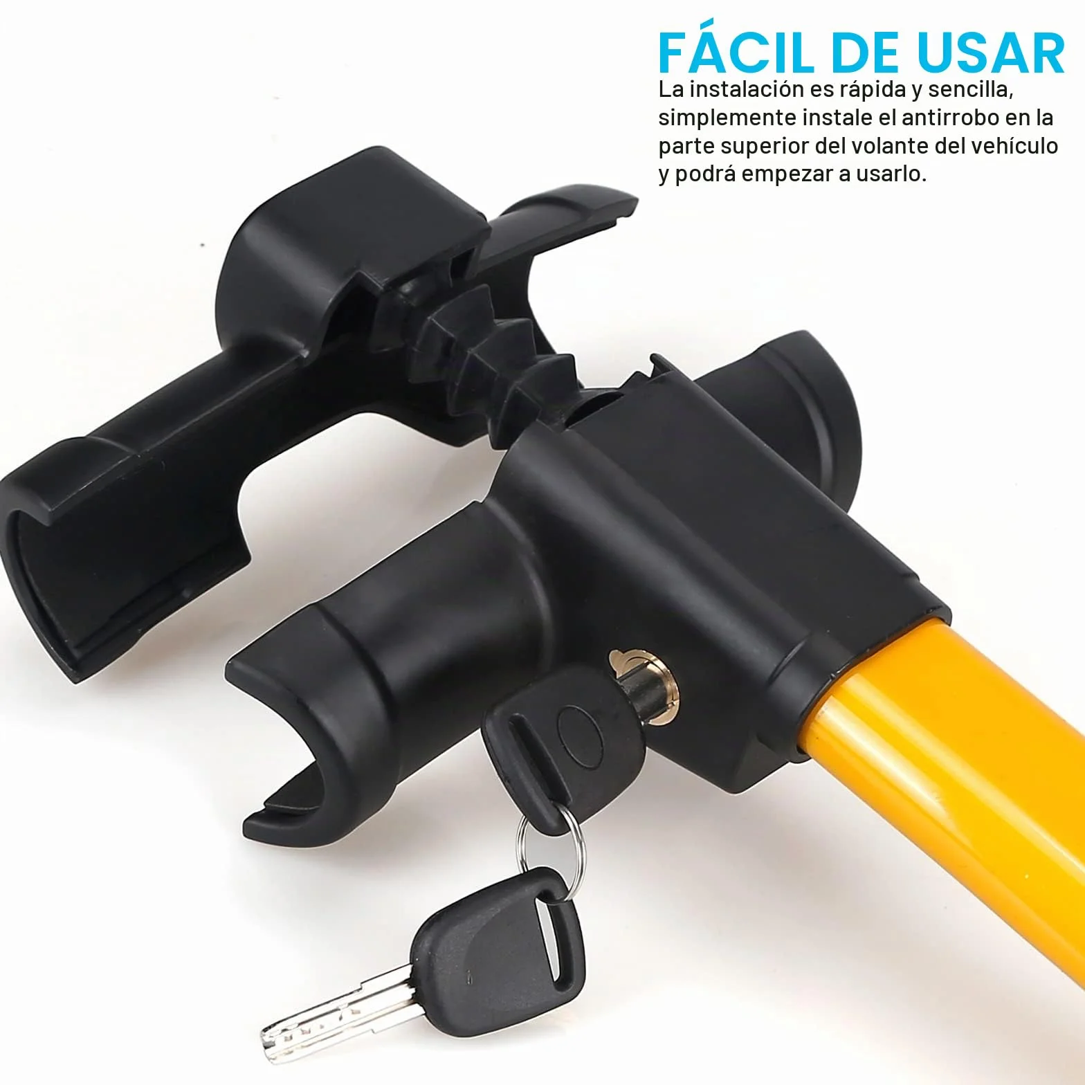 Bastón antirrobo para coche, antirrobo para volante, coche, bloqueo de volante, barra universal, cerradura de volante, dispositivo de bloqueo, 2 llaves