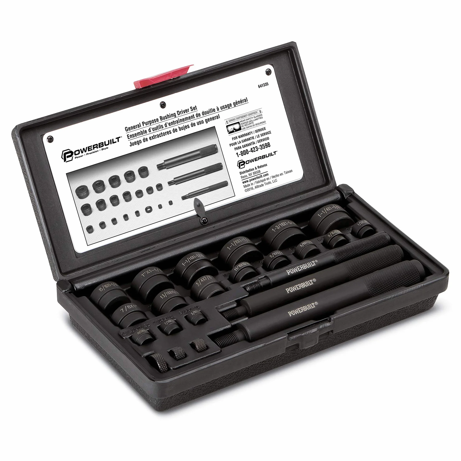 Powerbuilt Kit de Herramientas de Conductor de bujes de Uso General, Juego de Herramientas para Instalar y Quitar bujes a presión, Coches, Camiones, Tractores, vehículos - 641335