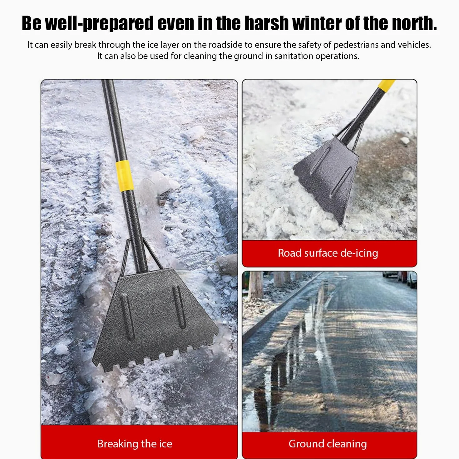 Herramienta de eliminación de hielo de acero resistente para coches con diseño de agarre cómodo, rascador de hielo multifuncional