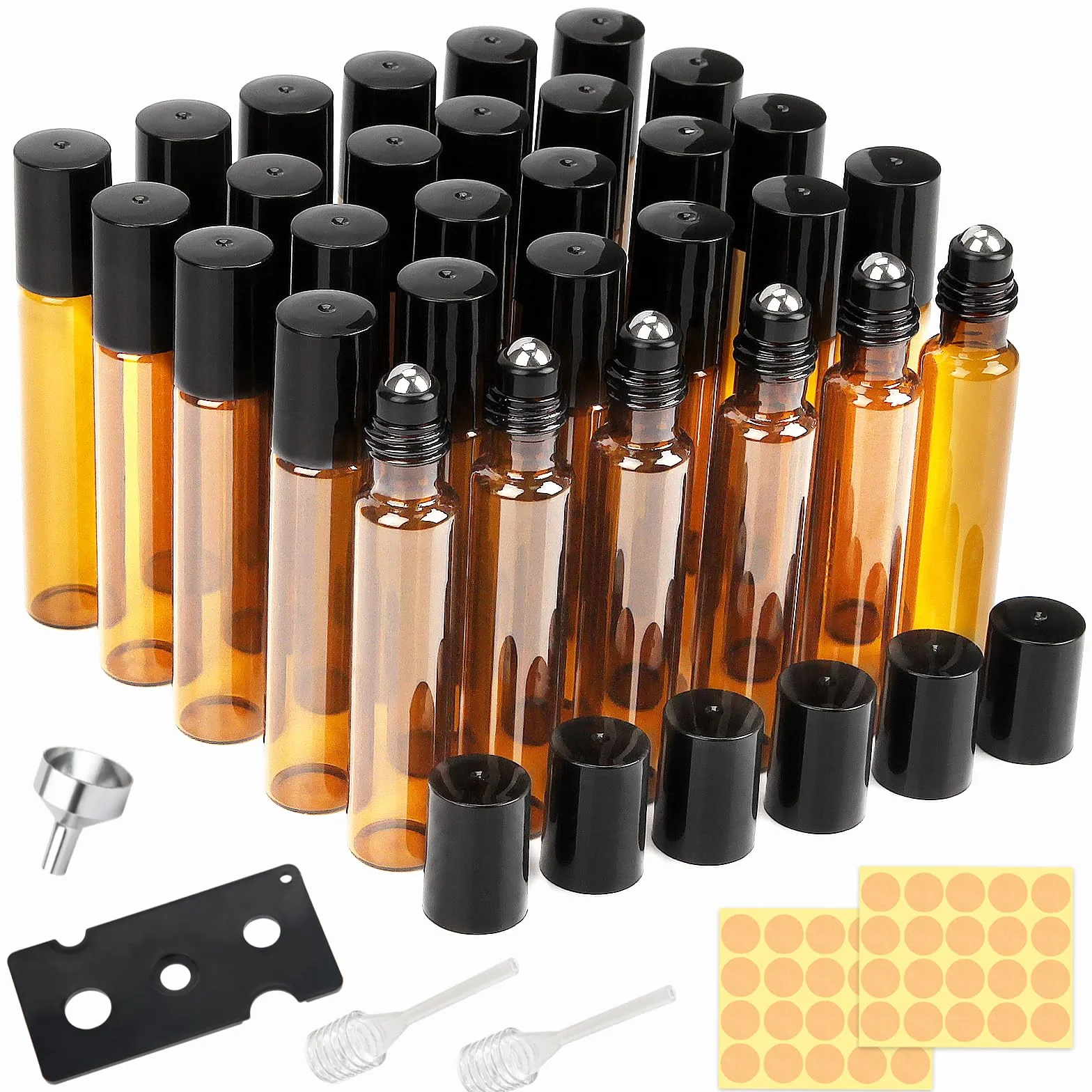 Botellas de Cristal Enrollables 10 ml para Aceite Esencial con Bola de Acero Inoxidable