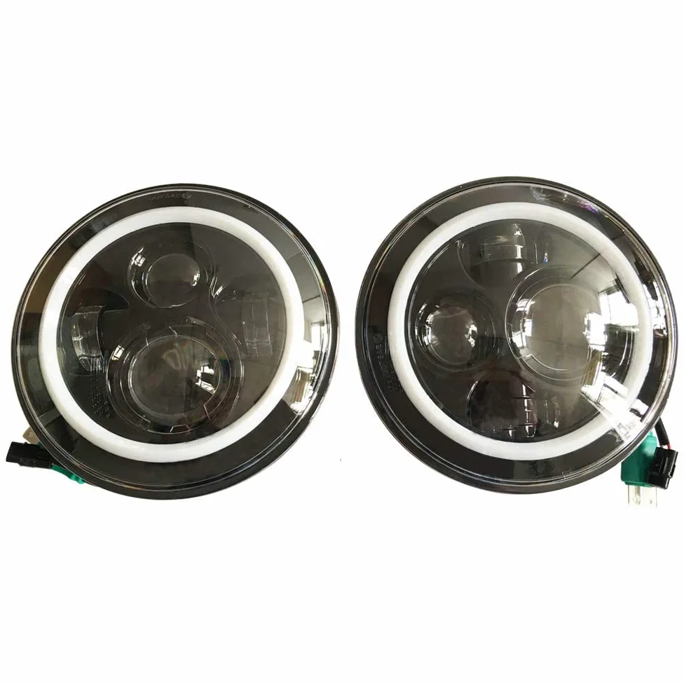 SXMA Emark 7 Inch Round LED Faros delanteros con ámbar DRL intermitente Halo