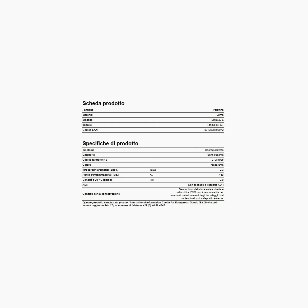 Qlima - Combustible para Estufas de Parafina, Bajo Olor y Alta eficiencia, 20 Litros