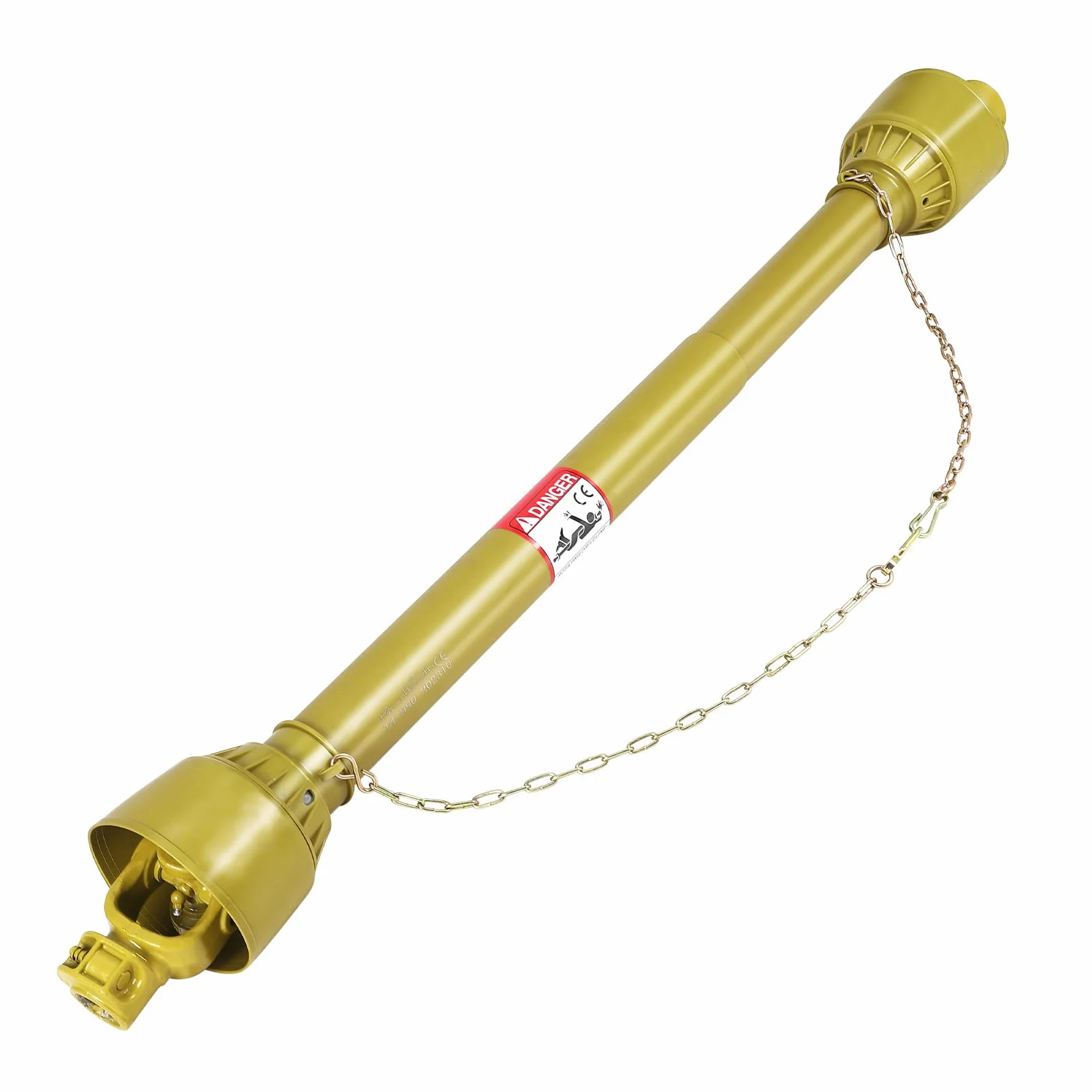 Garvee Eje de Transmisión Cardán Agrícola Serie 4 Toma de Fuerza con Tubo Telescópico Acero 1000-1400 mm Junta Universal Extremo de 6 Estrías y Redondo de 35 mm para Desbrozadora Tractor amarillo