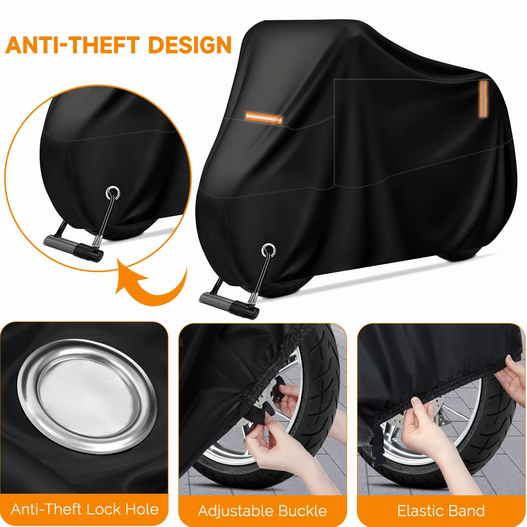 Funda para Moto Scooter, Cubierta de Moto Impermeable Protección Outdoor&Indoor, Funda Motocicleta Bicicletas a Prueba de Sol Lluvia Polvo Viento Nieve Excremento de Pájaro, XXL, 245x105x125cm