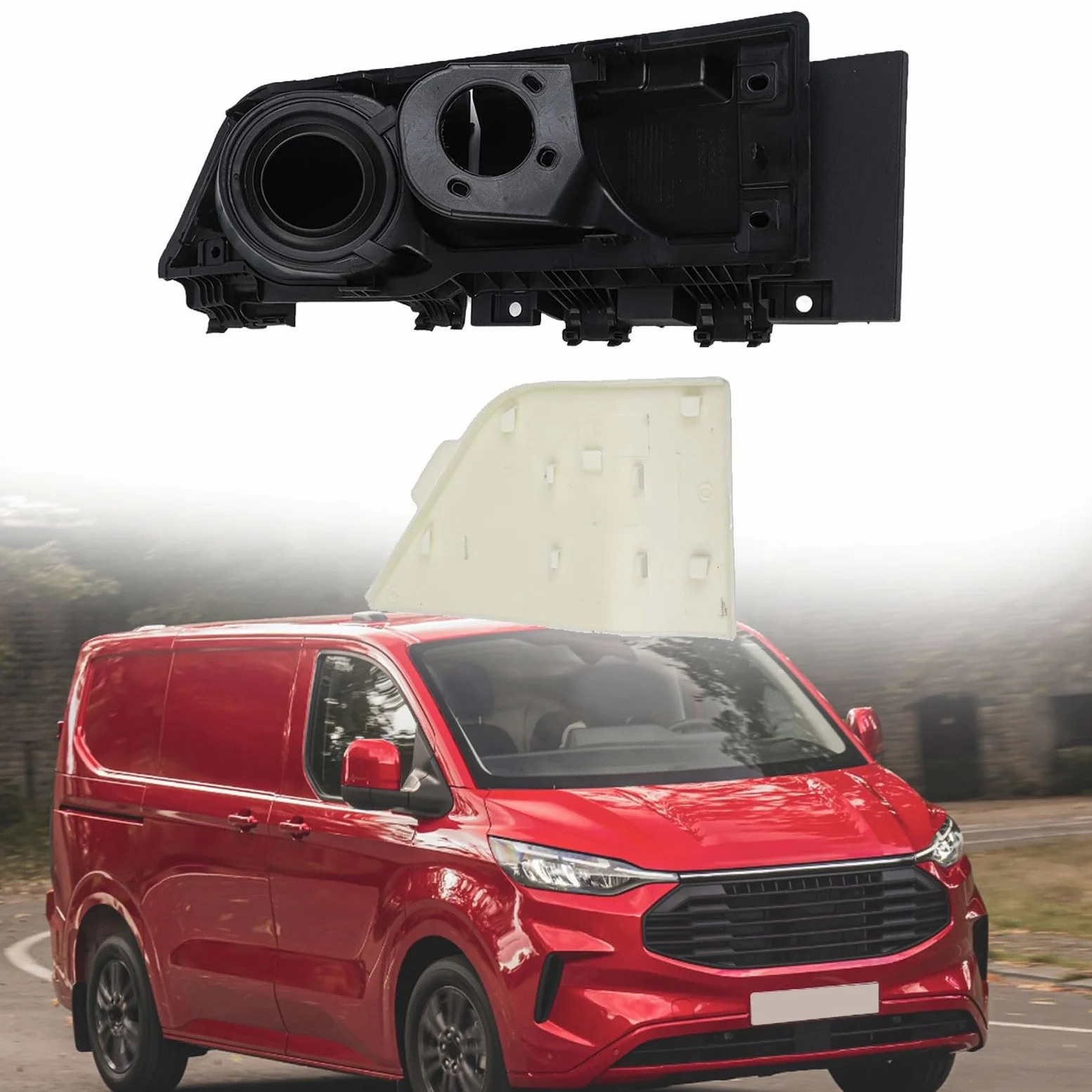 Boquilla de llenado de depósito de combustible con tapa de depósito para Ford Transit MK8 MK9 Diesel Euro 6 ABS plástico negro blanco