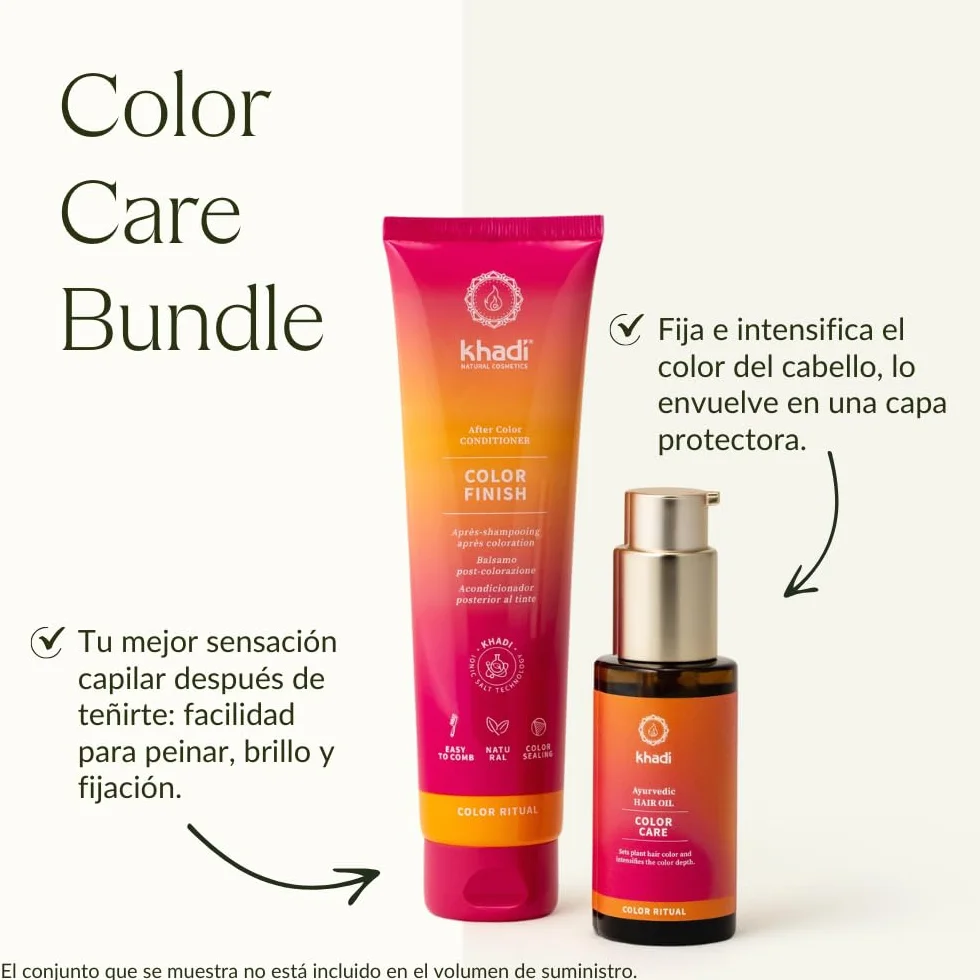 Khadi Aceite Capilar Color Care 50 ml - Tratamiento para Fijar Color Vegetal, Brillo y Protección UV
