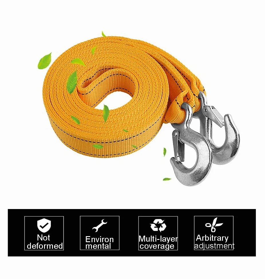 Cuerda de remolque 3-10M Cuerda de remolque naranja Cuerda de remolque de alta resistencia Doble capa gruesa Coche Furgoneta Camión de remolque Cuerda de tracción Cable de correa de remolque Correa de