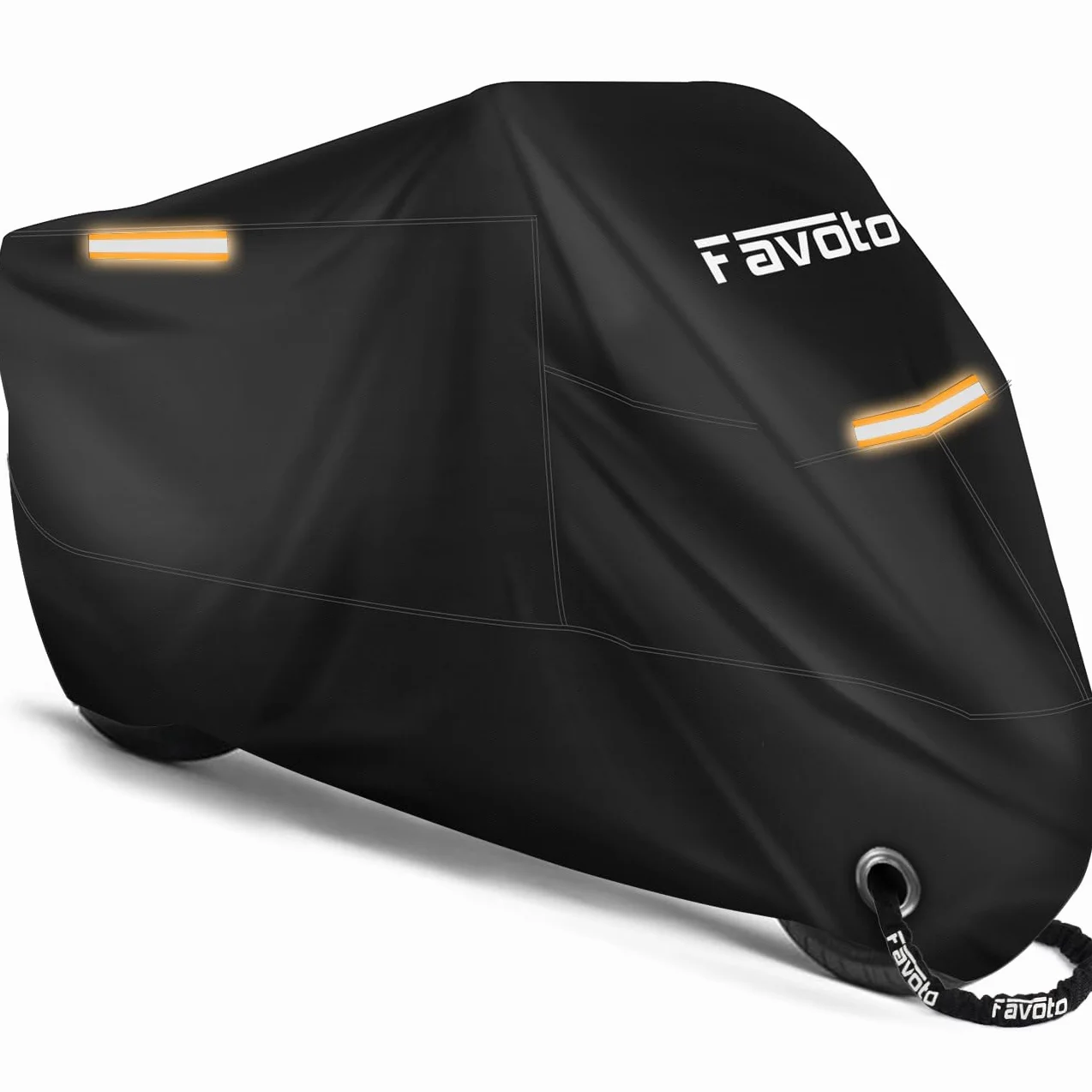 Favoto Funda para Moto Cubierta de la Motocicleta 210T Protectora Poliéster con Banda Reflectante a Prueba de Sol Agua Lluvia Polvo Viento Nieve Excremento de Pájaro al Aire Libre XXL 245cm