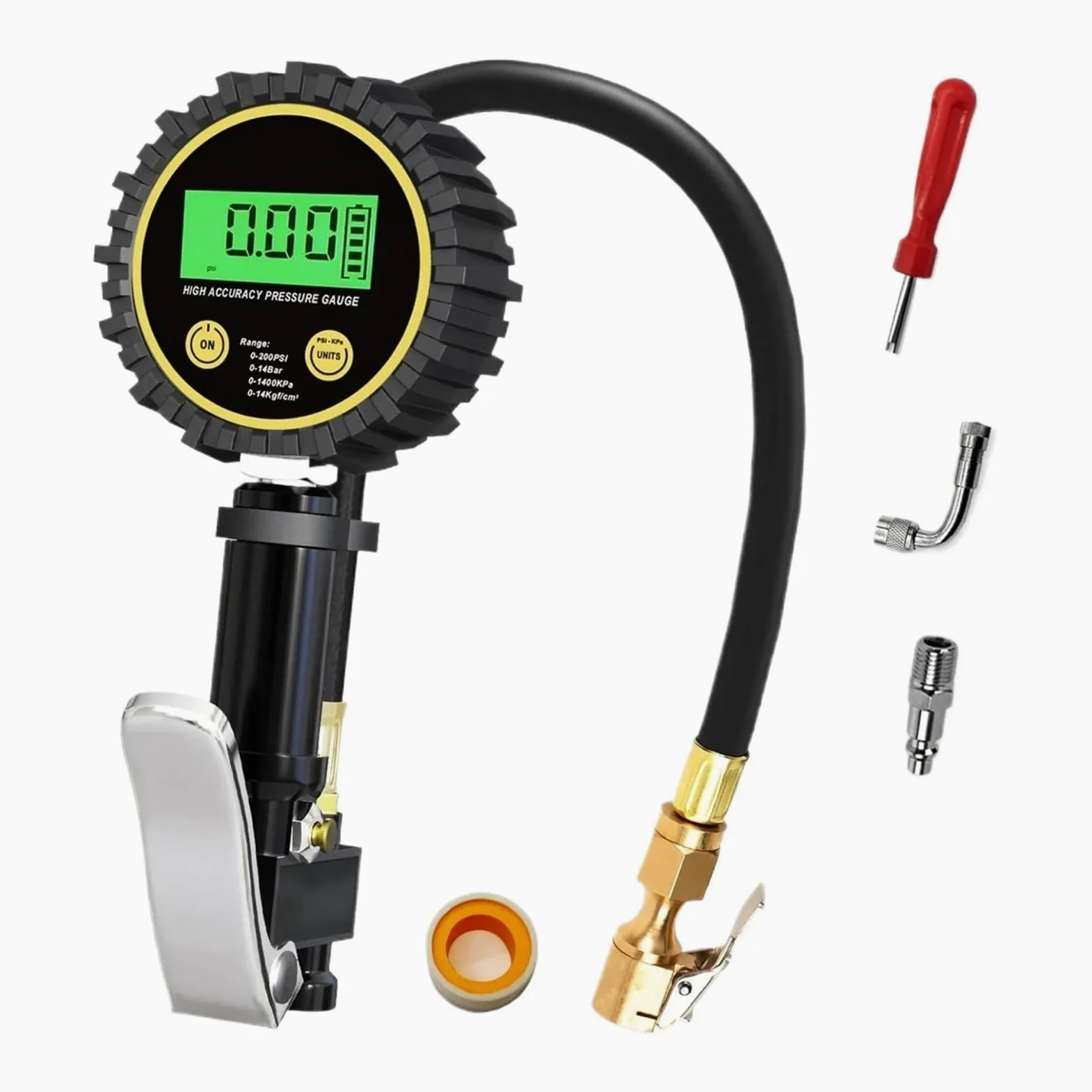 Manómetro de neumáticos Medidor De Presión De Neumáticos E Inflador Digital, Medidor De Inflado De Neumáticos De 200 PSI, Accesorios De Herramientas De Aire For Inflador De Neumáticos De Alta Resisten
