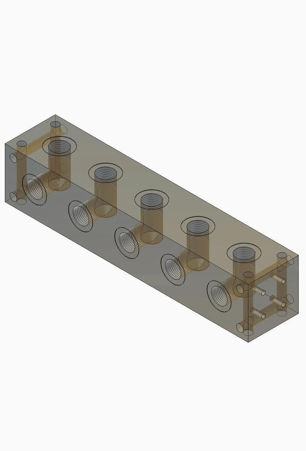 Colector hidráulico de aluminio tipo L, 4 estaciones, entrada BSP de 1/4", puertos de servicio BSP de 1/4"
