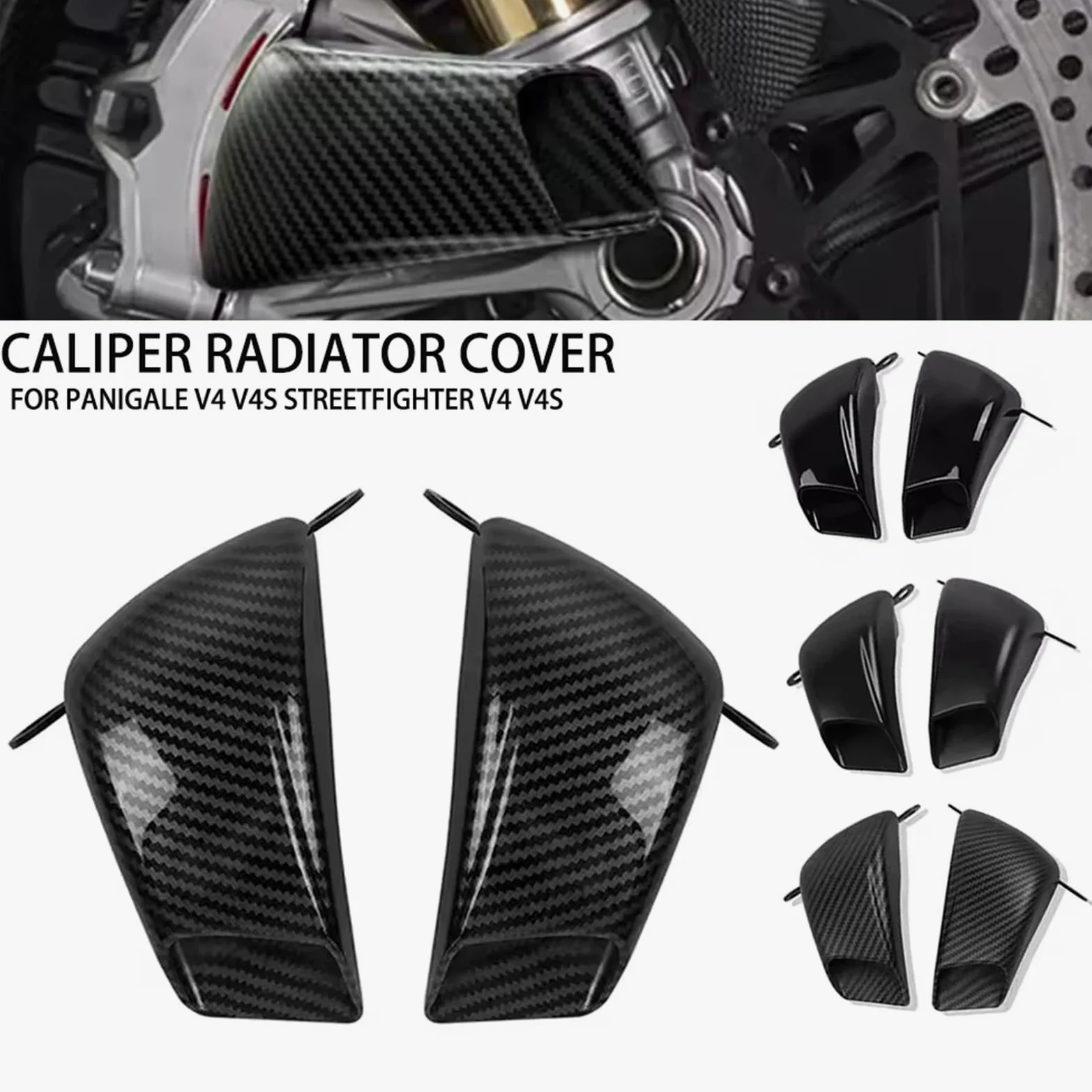 Conductos de refrigeración de aire de pinza Cubierta protectora del radiador para la pinza de freno de aire y refrigeración, compatible con Ducati Panigale V4 V4S/R Streetfighter V4 V4S(Matte Black)