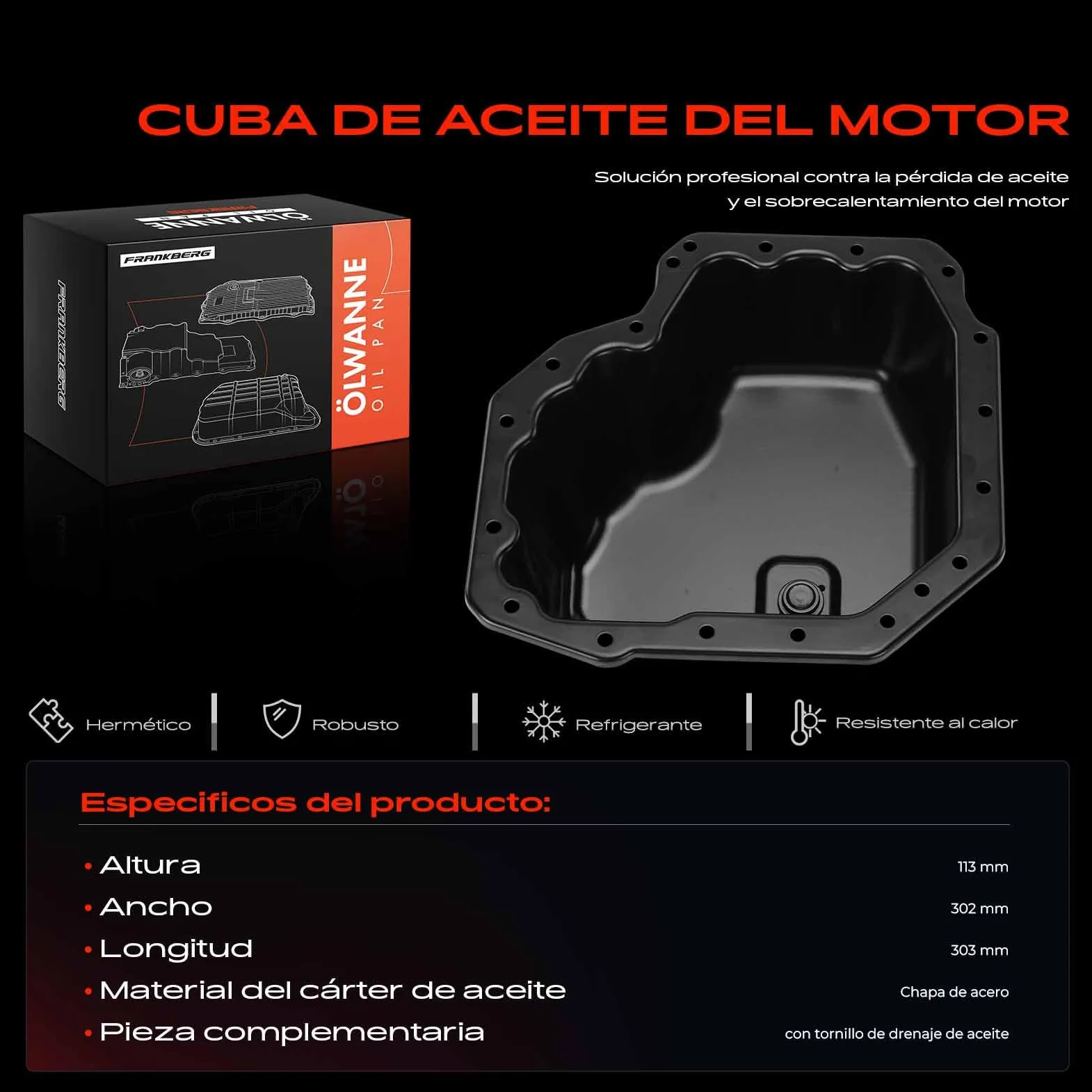 Frankberg Cárter de aceite cárter de aceite del motor junta del cárter de | mit lablassschraube, Diesel; 68027587AA; Compatible con: Nitro Van KA, Nitro, Wrangler III JK, Cherokee KK