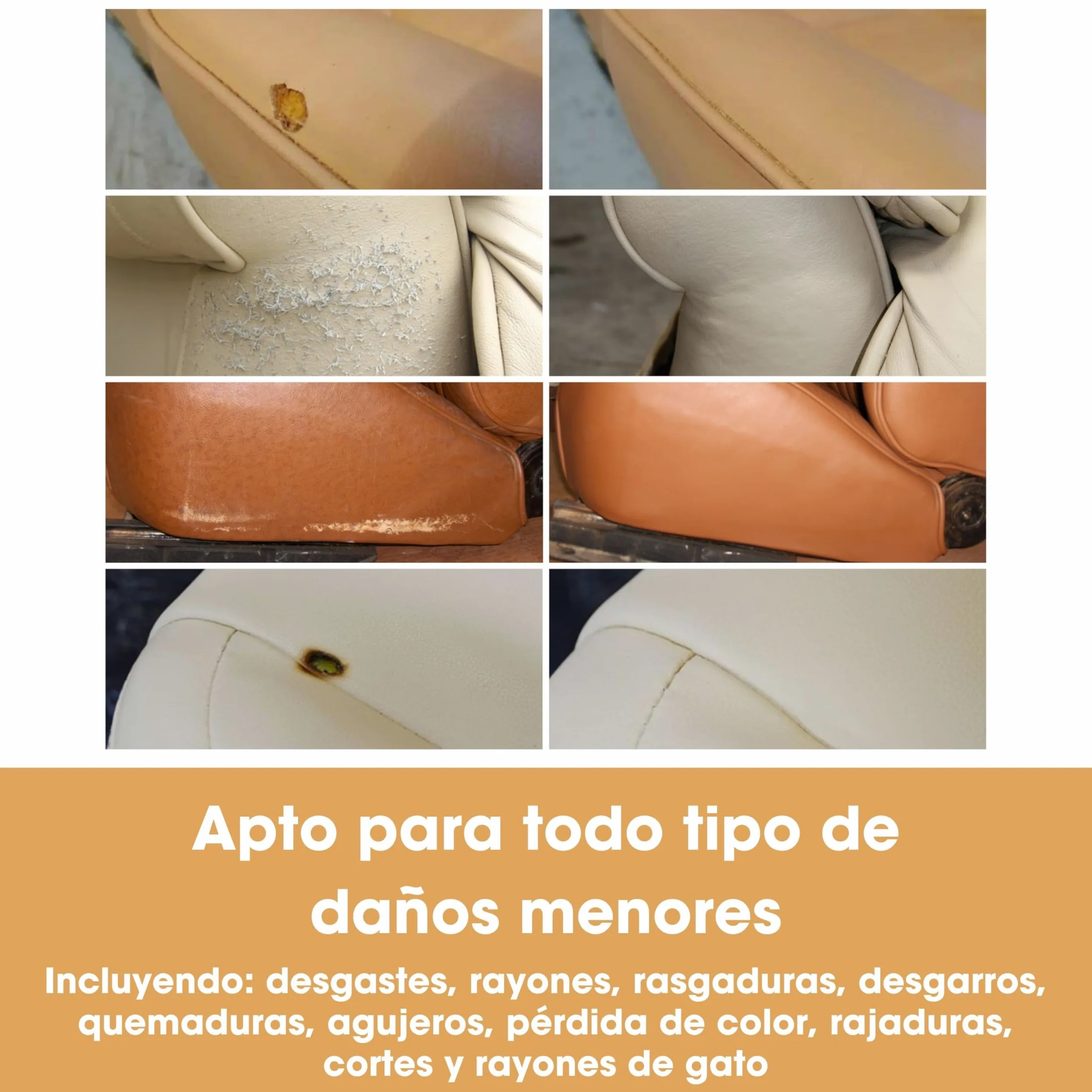 Furniture Clinic Kit Completo de Reparación de Cueros - 12 Opciones de Colores para Sofás, Asientos de Coche - Remienda, Rellena y Retoca Arañazos, Desgarros y Otras Áreas Dañadas (Gris)