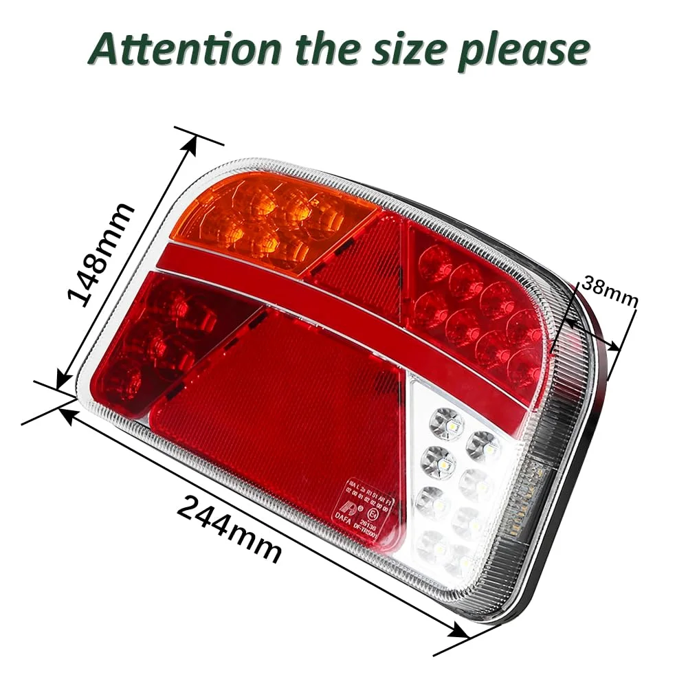 Pilotos Traseros de Iluminación Luces Traseras LED para Remolque Camión Caravan 12V 24V Lámpara Trasera Impermeables 7 Funciones Luz Trasera LED Homologados ECE