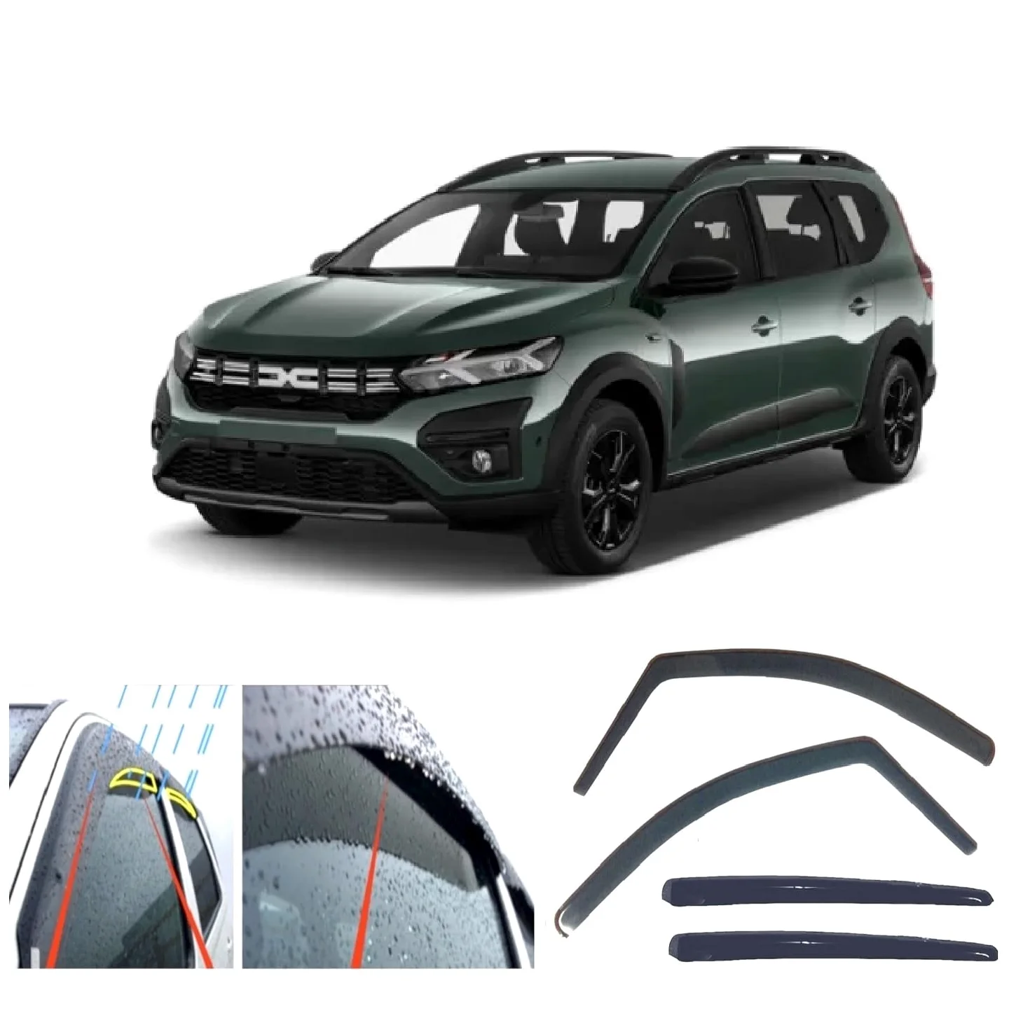 4 Deflectores de Viento Compatibles con Dacia JOGGER 2021-2026