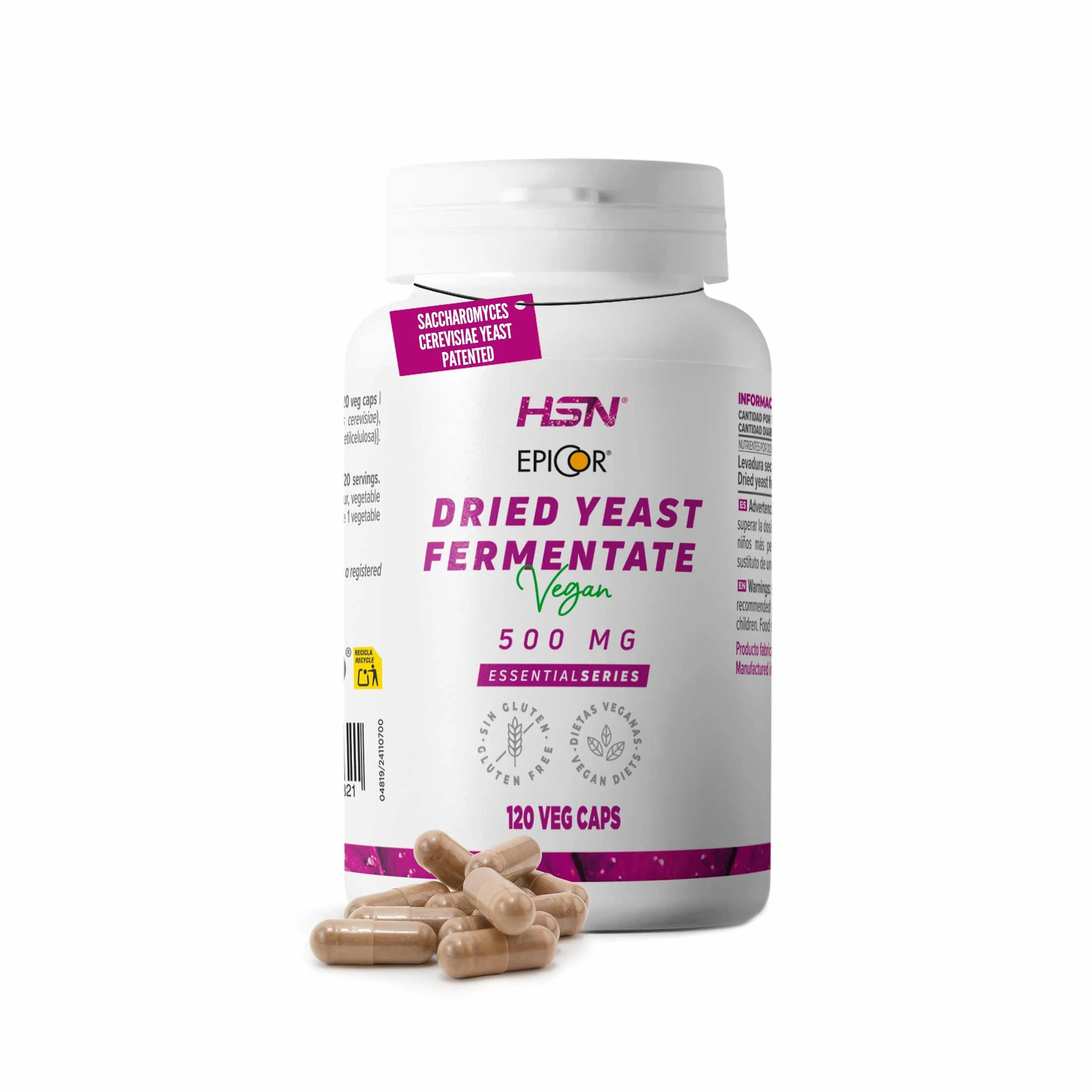 HSN EpiCor® Levadura Seca Fermentada 500mg 120 Cápsulas Vegetales No-GMO Vegano Sin Gluten
