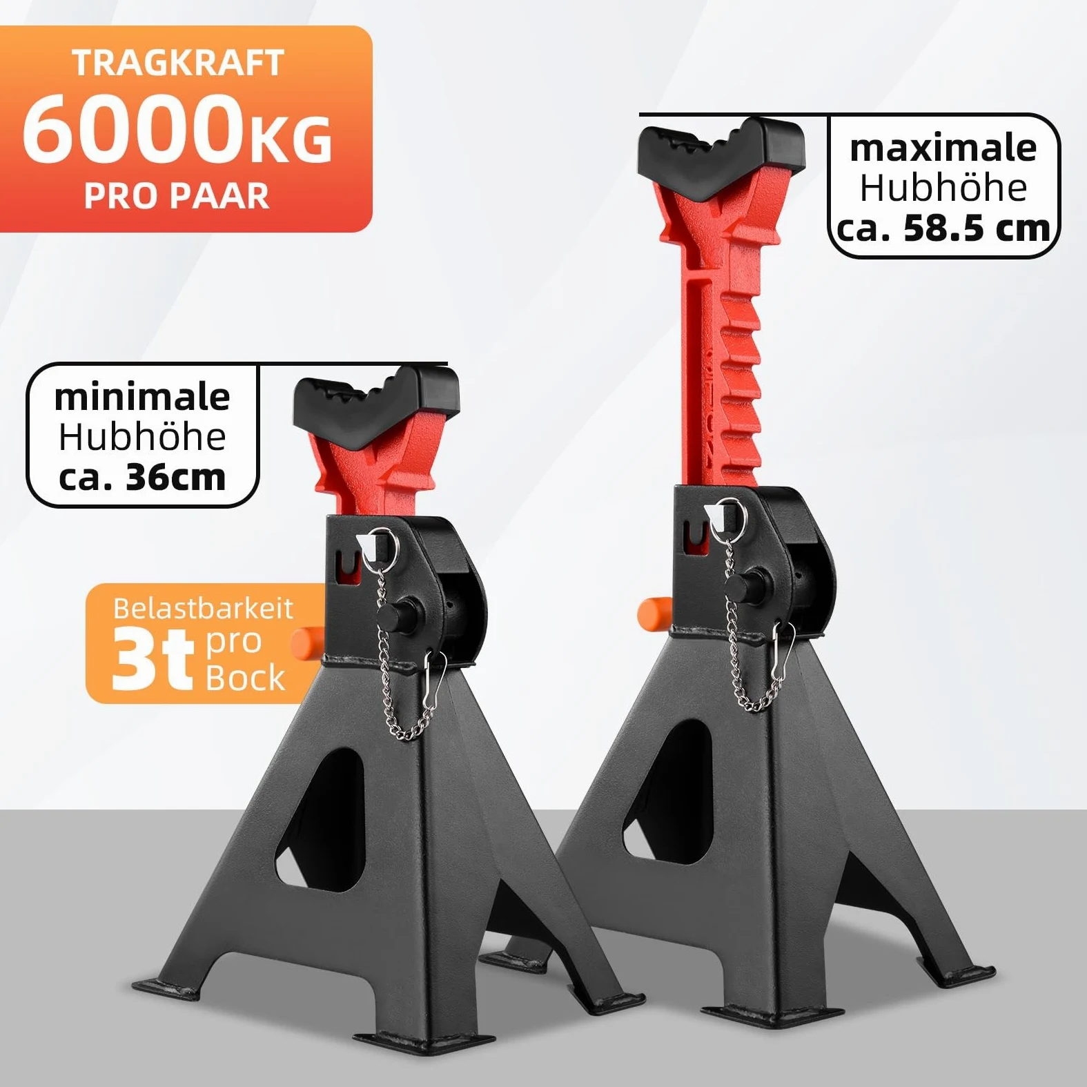1 par de elevación de Ruedas de Coche de 3 toneladas/6 toneladas | Soporte de gato Reparación de automóviles Soporte de gato de seguridad(6 tons)