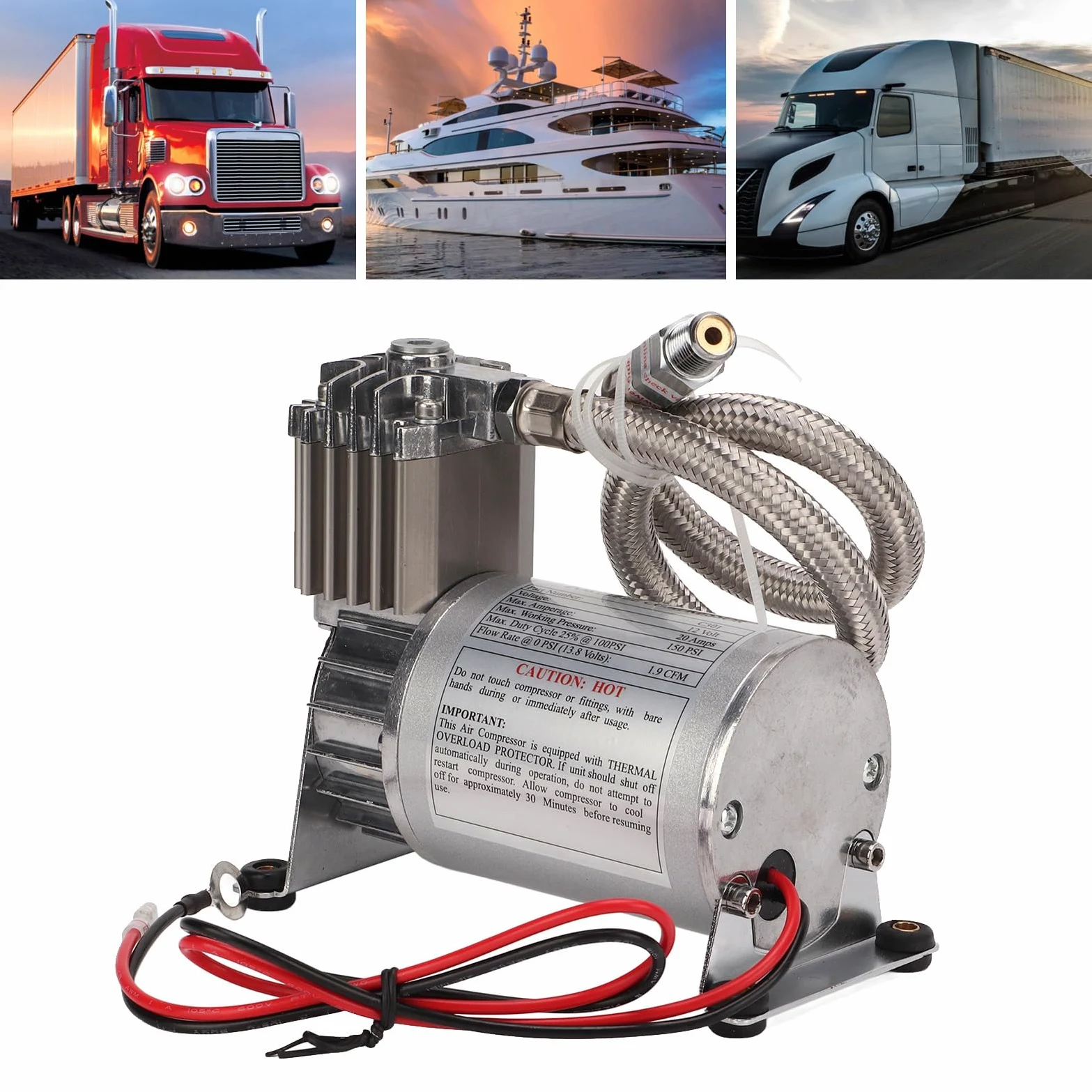 Compresor de Aire Resistente Portátil 12 V 150 PSI Metal para Vehículos Barcos