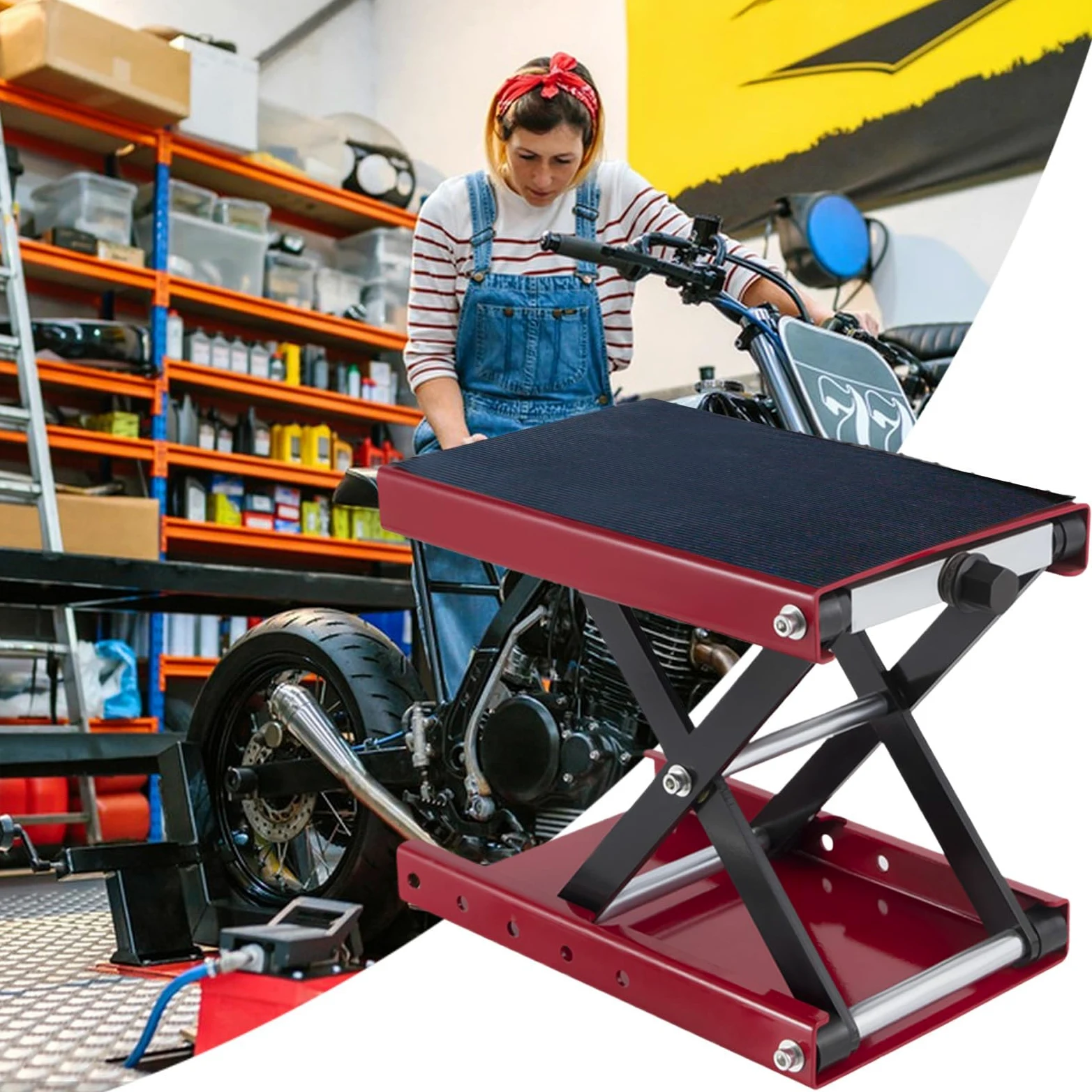 Gato Hidráulico para Moto Elevador Plataforma Ancha para Moto | Accesorios Elevación Mesa Compacta Taller Garaje Scooter ATV