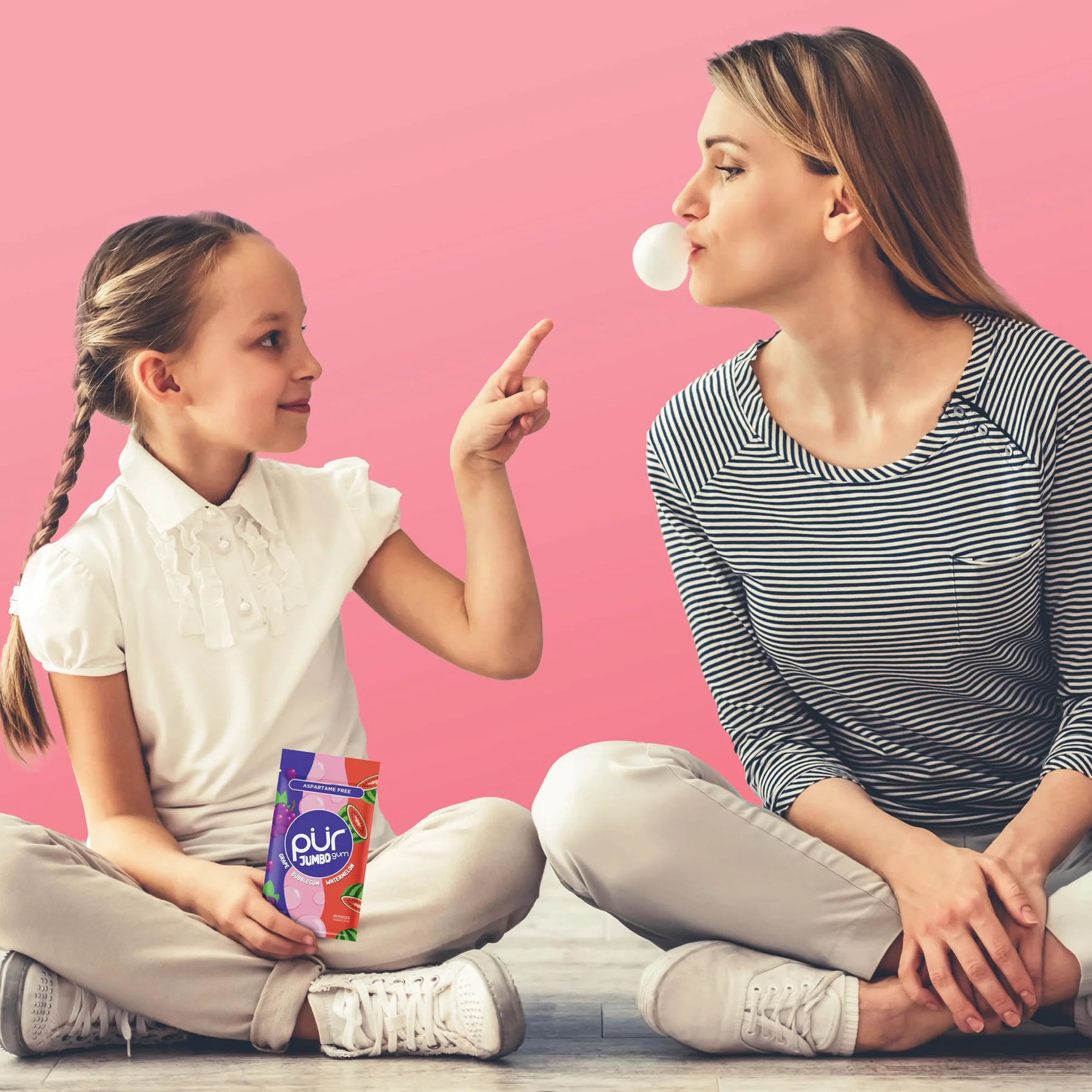 PUR Jumbo Gum Sin Aspartamo Con Xilitol Sabor Natural Bubblegum 20 Piezas