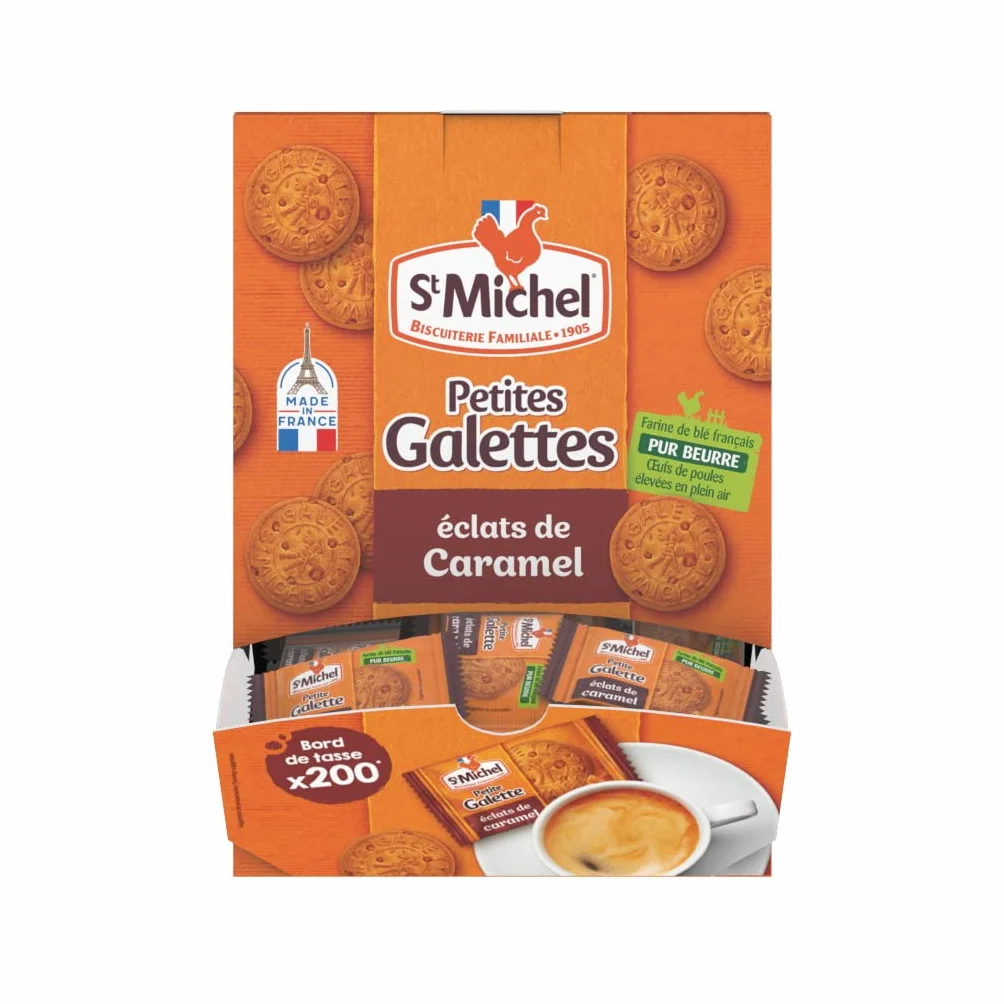 St Michel Distribuidor de Galletas Pequeñas con Trocitos de Caramelo 200 Galletas en Bolsa Fresca