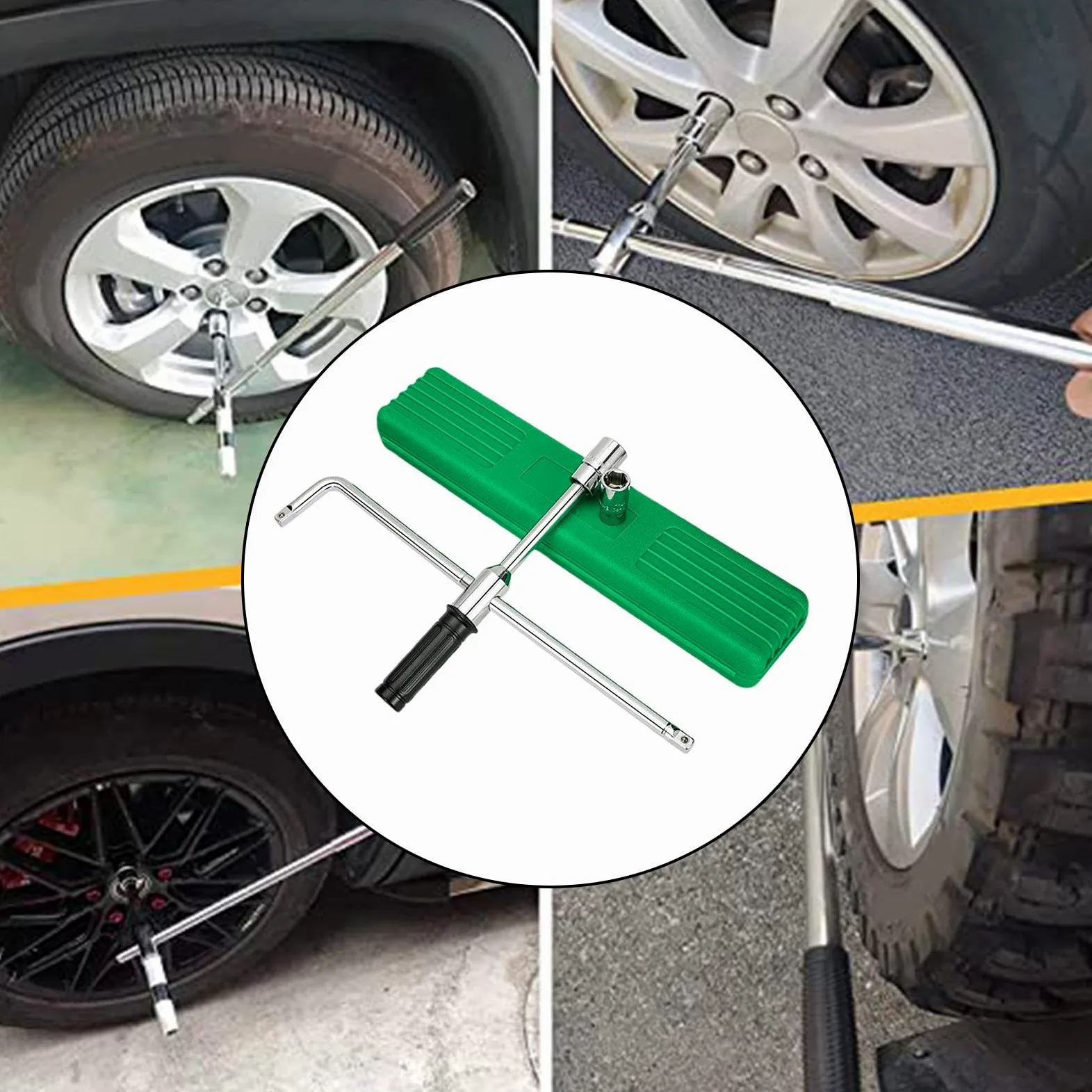 Llave de Ruedas Llave Cruzada para Tuercas de Rueda | Llave para Neumáticos Robusta para Furgoneta Moto Coche SUV Camión Taller Mecánico Emergencias en Carretera