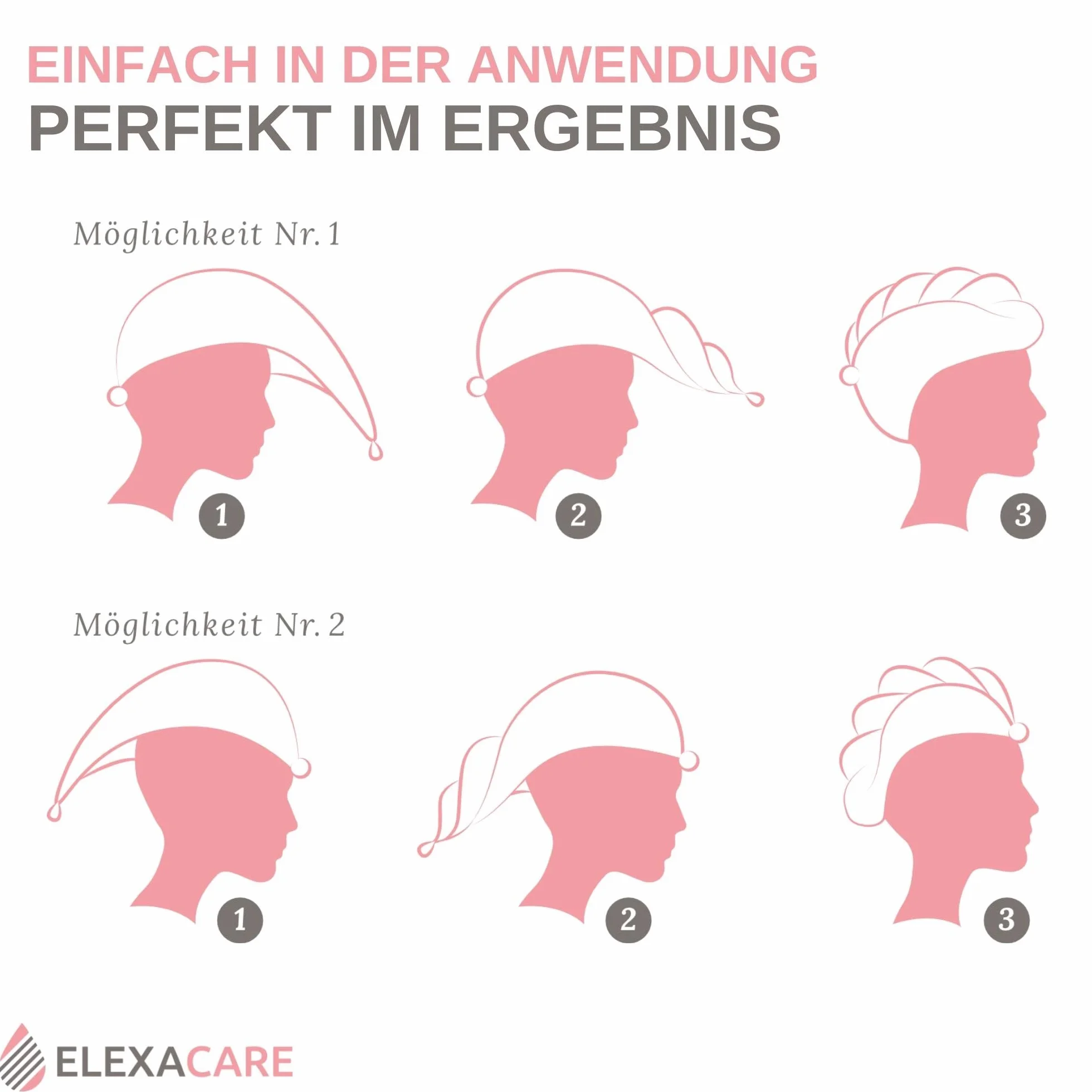 Toalla Turbante de Microfibra para el Pelo con Botón (2 Unidades, rosé)