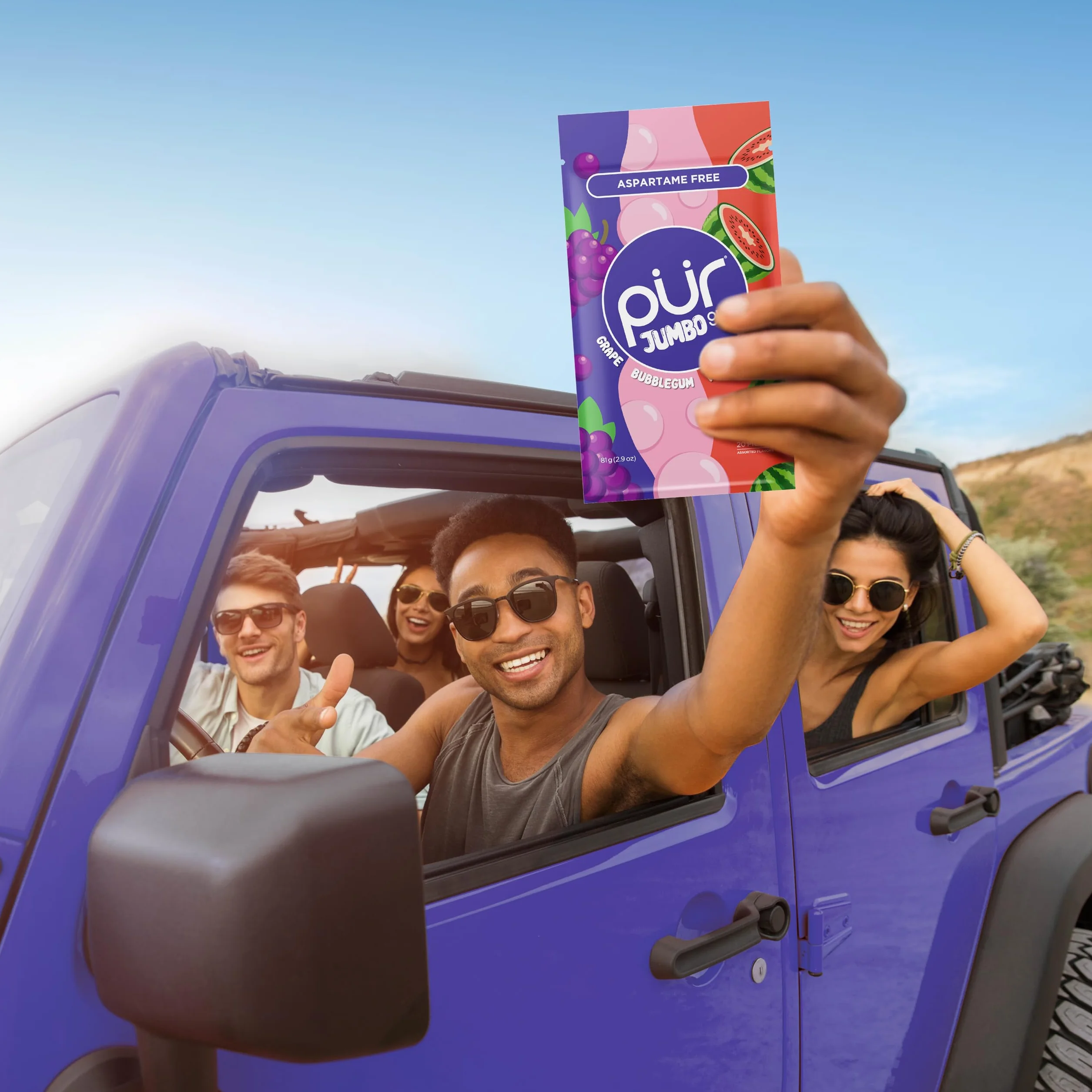 PUR Jumbo Gum Sin Aspartamo Con Xilitol Sabor Natural Bubblegum 20 Piezas