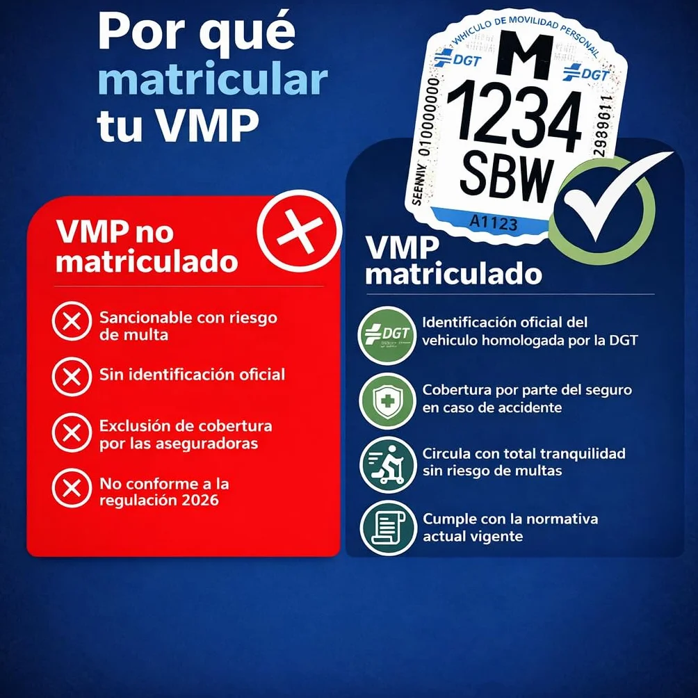 Matrícula Patinete Eléctrico VMP Homologada DGT 2026 – Etiqueta Adhesiva Identificativa Personalizada con Tus Datos – Obligatoria Vehículos Movilidad Personal – Evita Multas