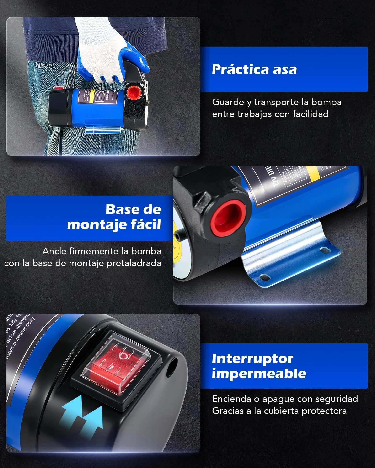 Orion Motor Tech Kit de Bomba de Transferencia Diésel, 12V Bomba de Transferencia de Combustible con Boquilla y Mangueras, Kit de Combustible Eléctrico de Queroseno Diesel con Caja de Transporte